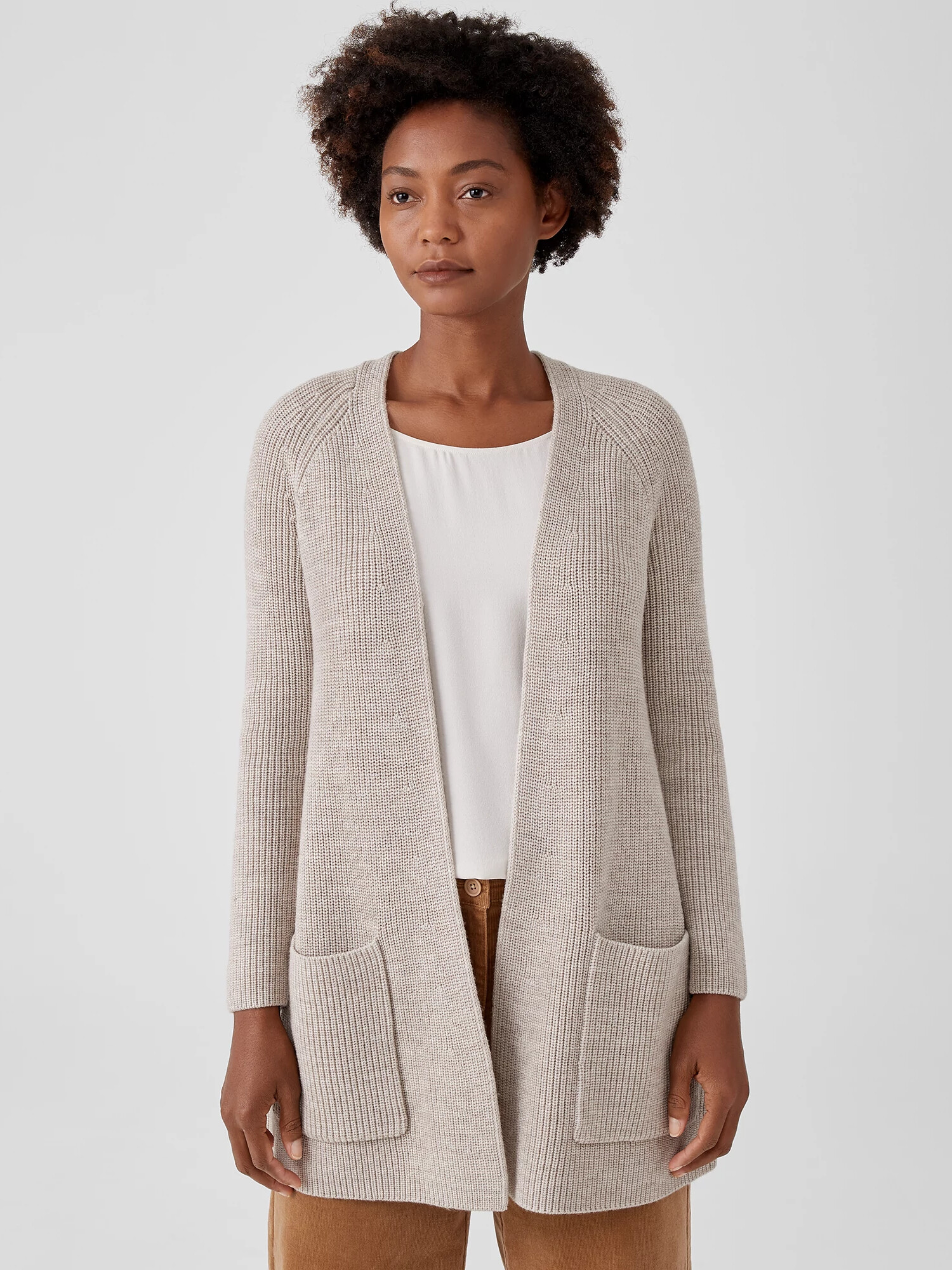 Merino Rib Raglan Cardigan