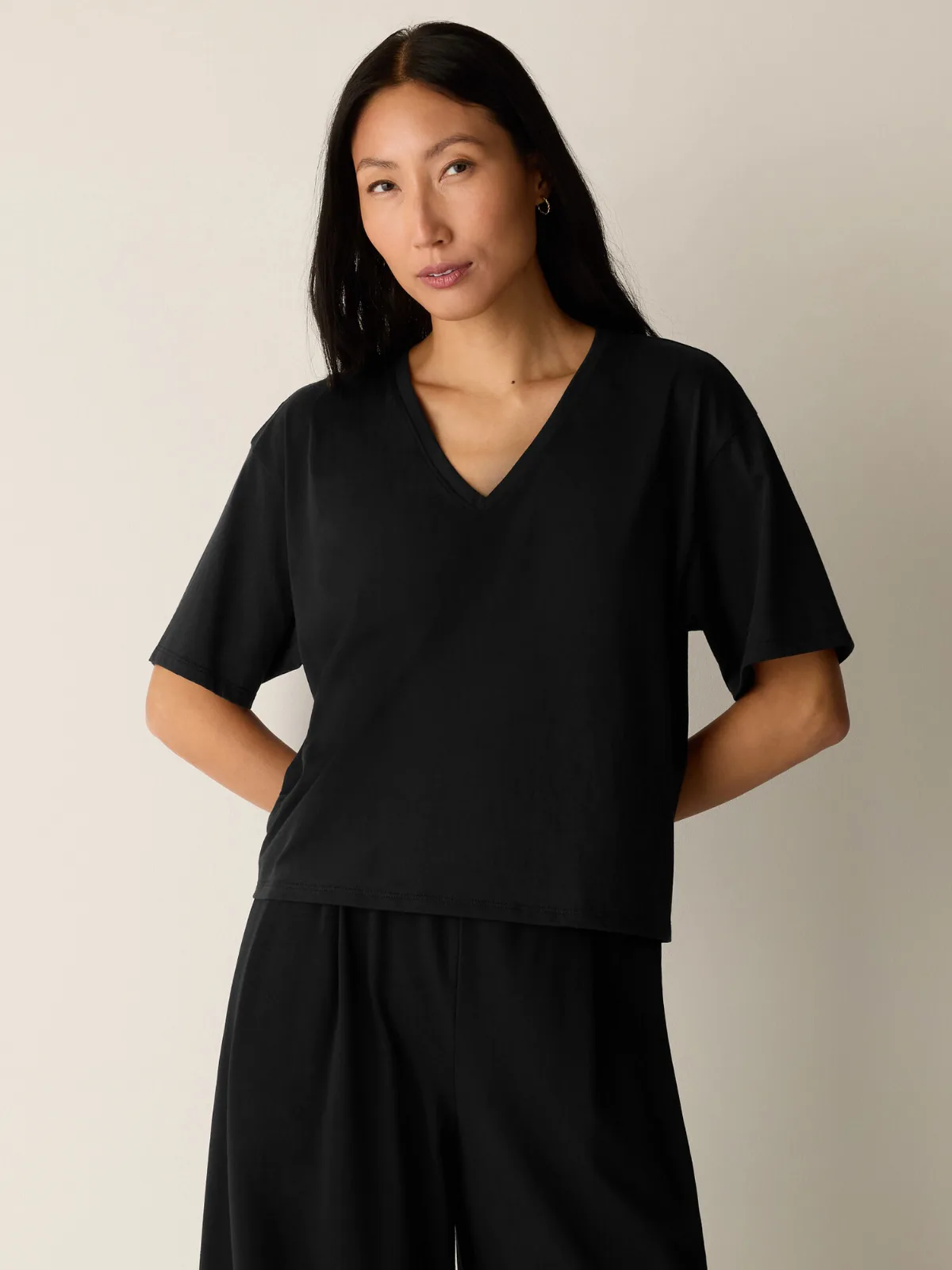 Organic Pima Cotton Jersey V-Neck Tee