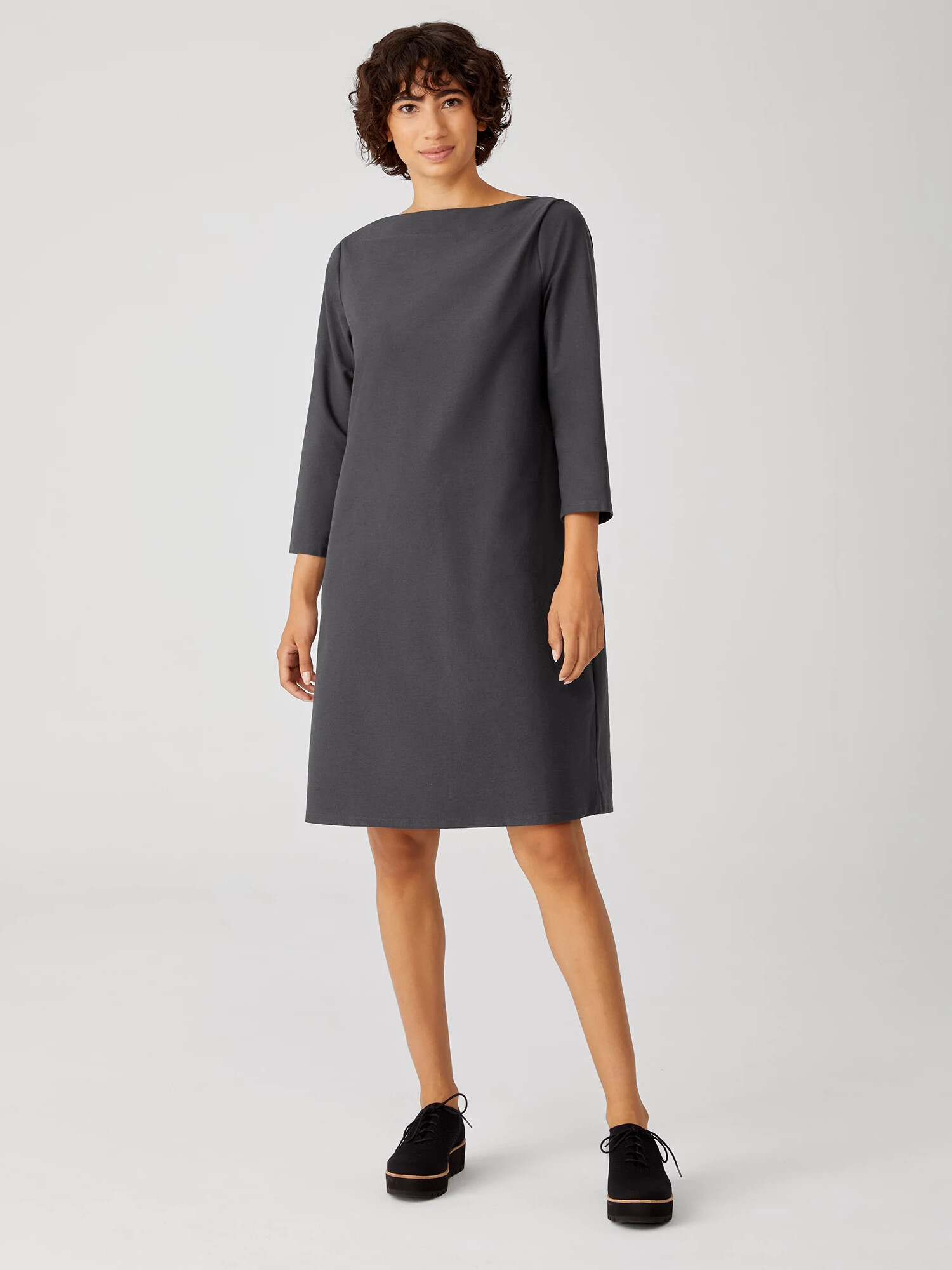 Washable Stretch Crepe Shift Dress by EILEEN FISHER