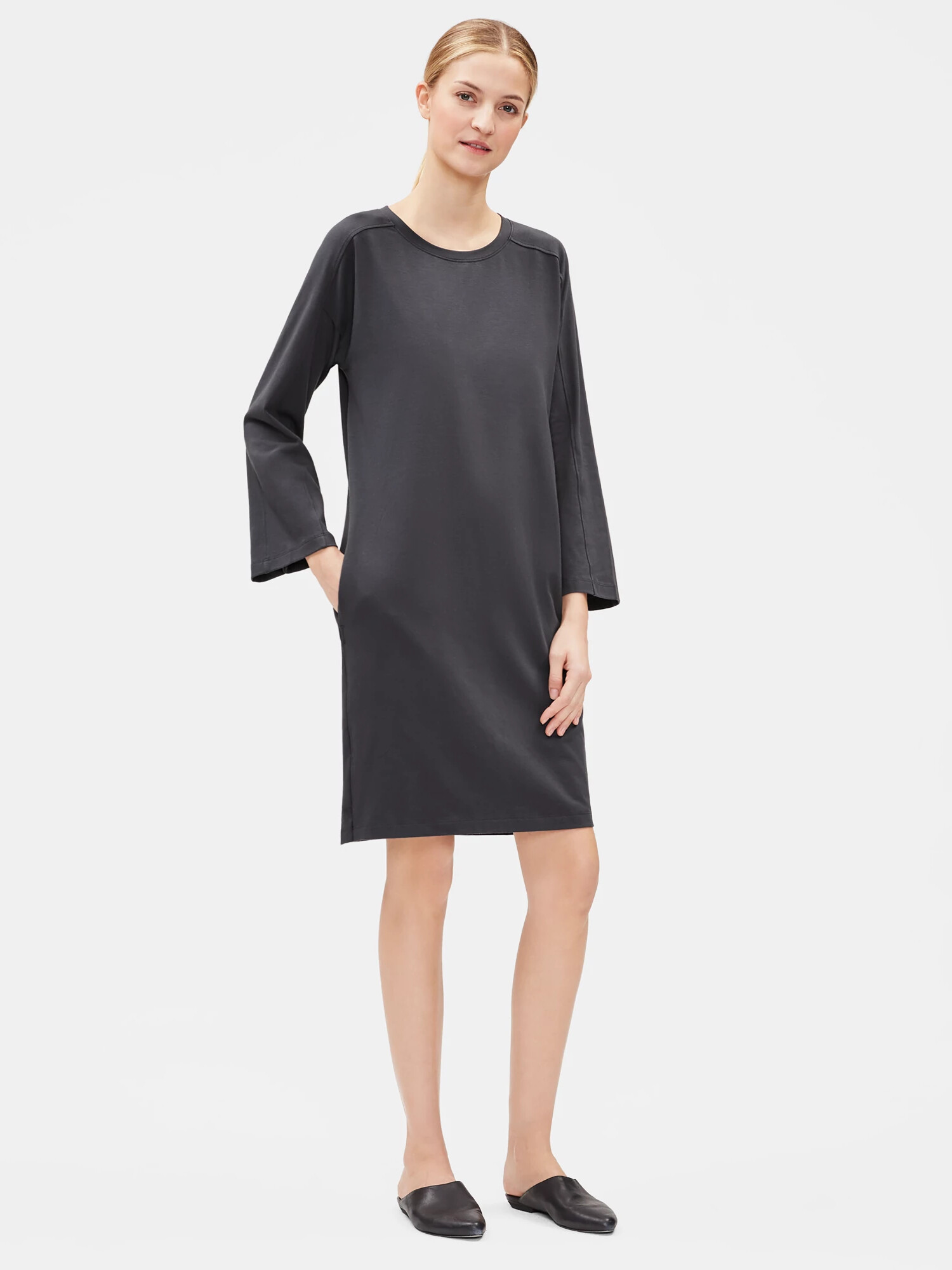 Cotton Stretch Jersey Bracelet-Sleeve Dress