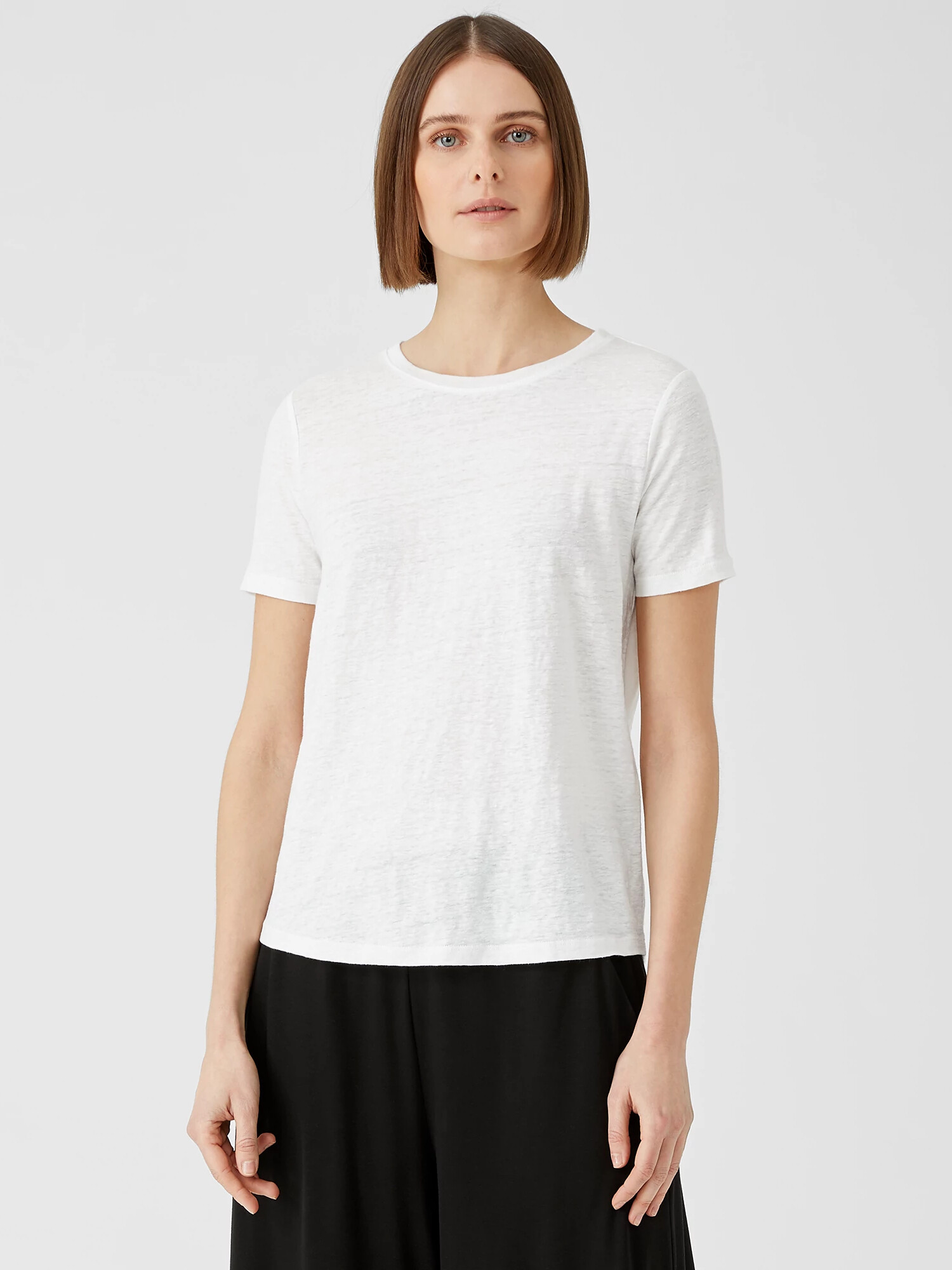 Organic Linen Jersey Short-Sleeve Tee by EILEEN FISHER