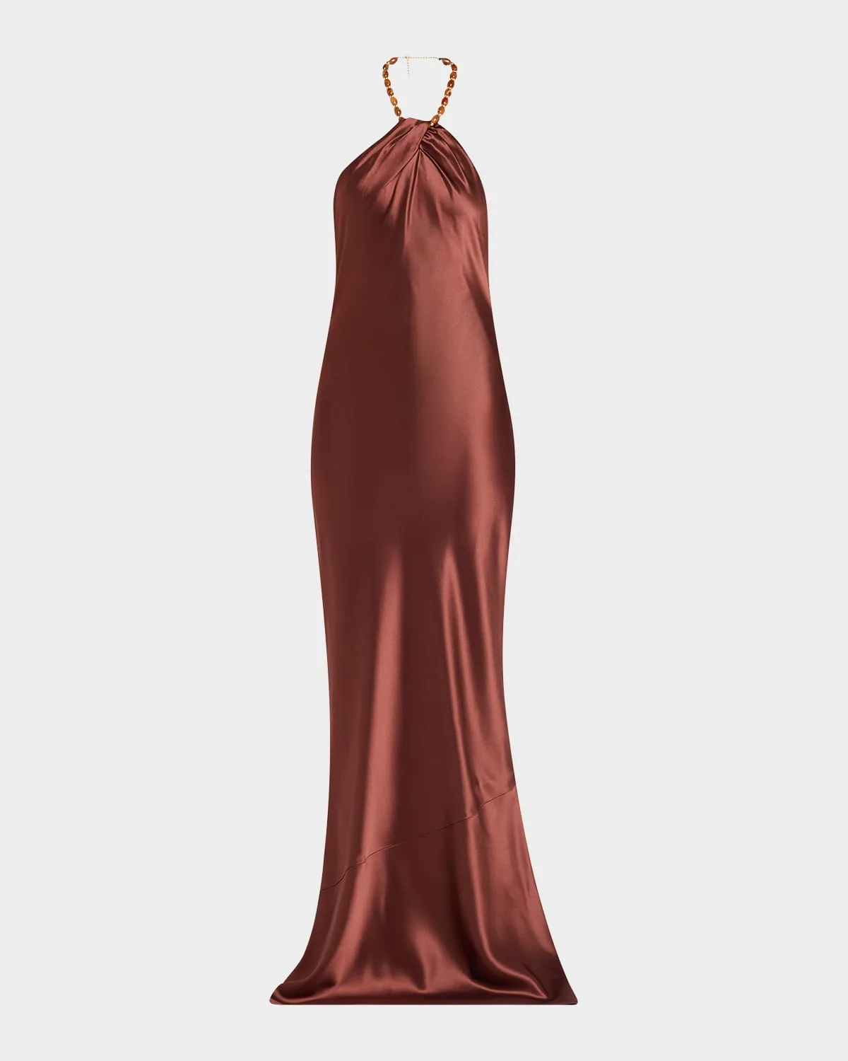 Anat Satin Beaded Halter Dress