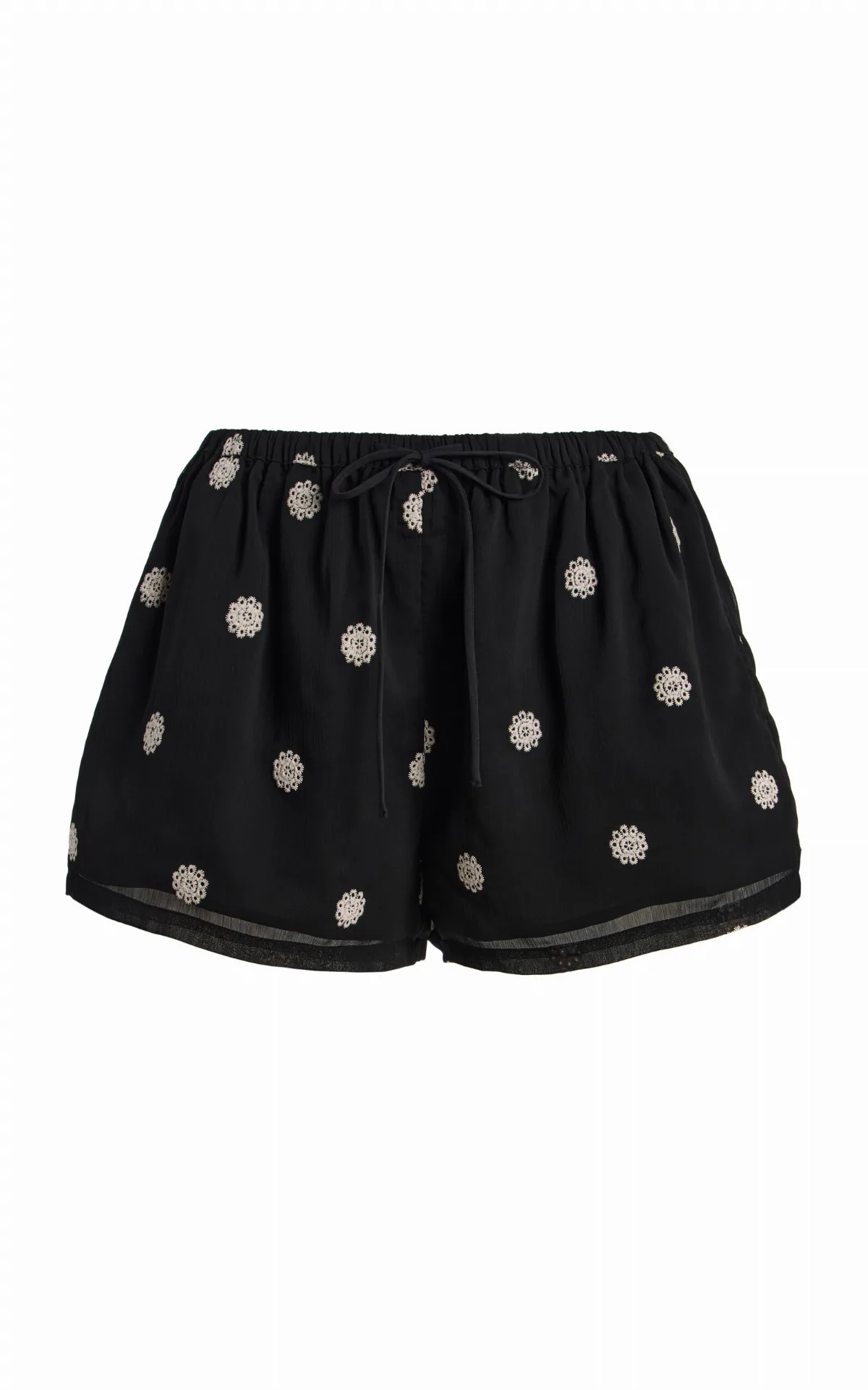 Elle Embroidered Crepe Shorts