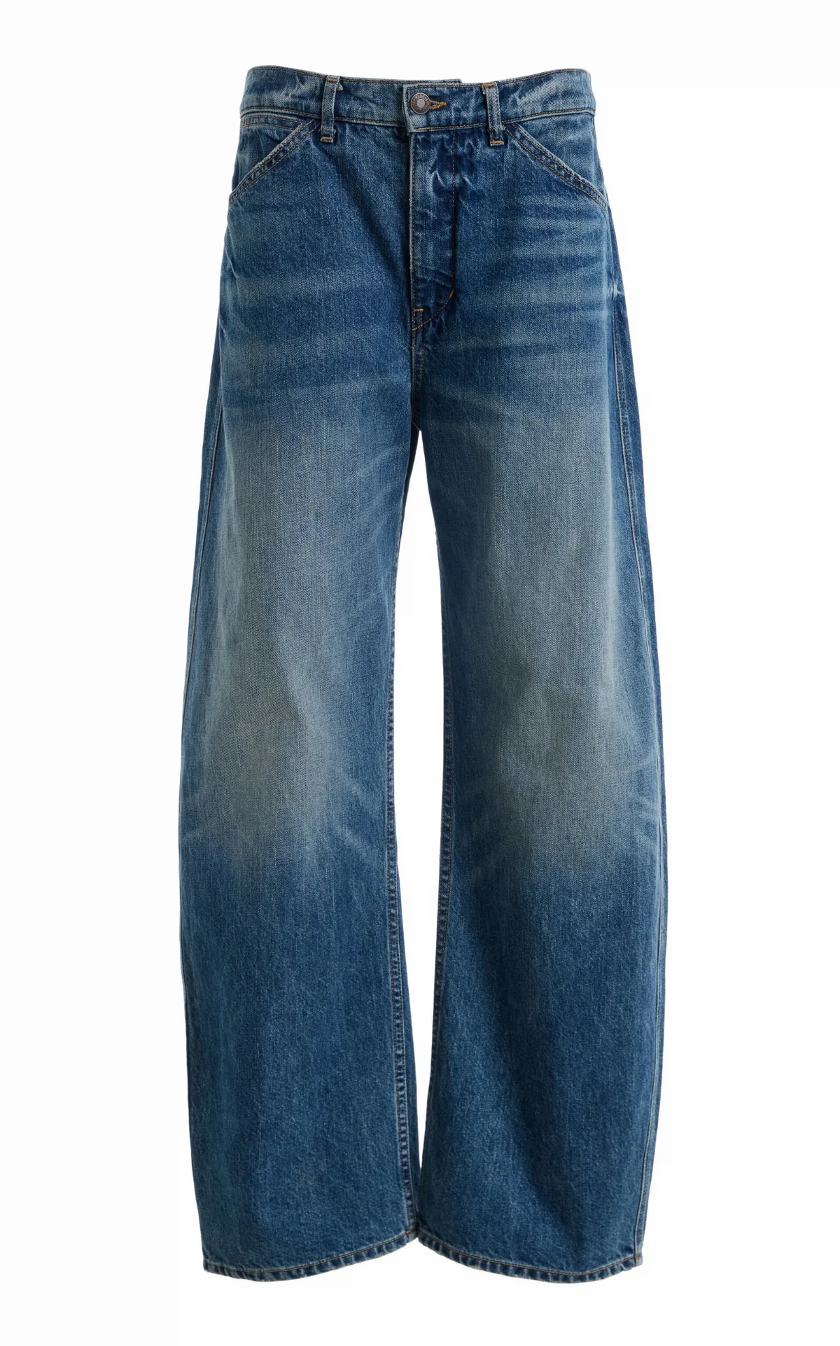 Tribeca Stretch Mid-Rise Barrel-Leg Jeans