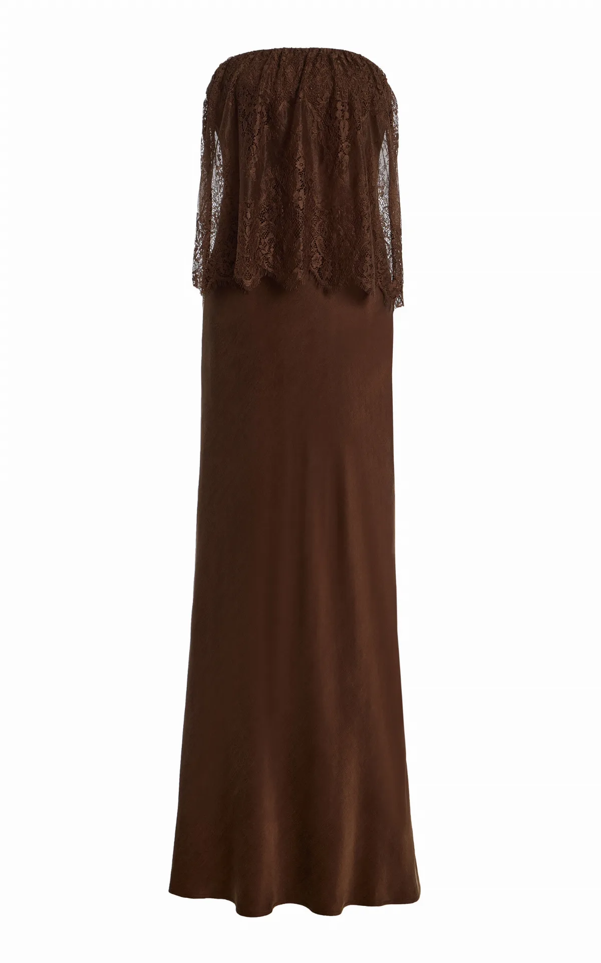 Visions Strapless Lace Satin Maxi Dress