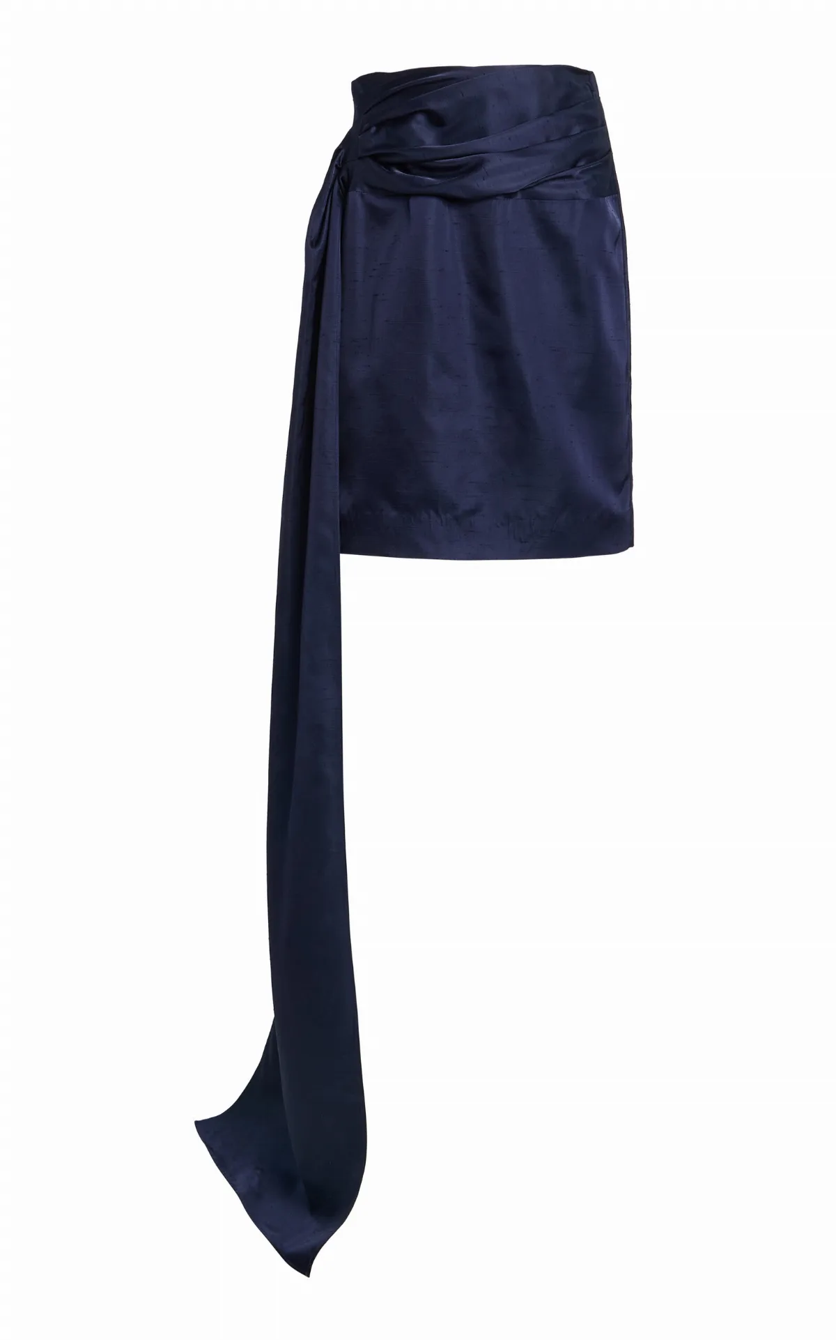 Jullee Sash-Detailed Shantung Midi Skirt