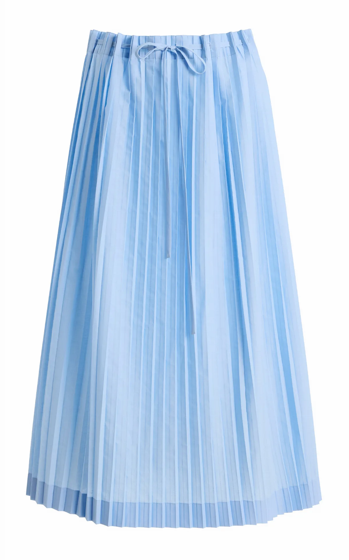 Pleated Cotton-Blend Midi Drawstring Skirt