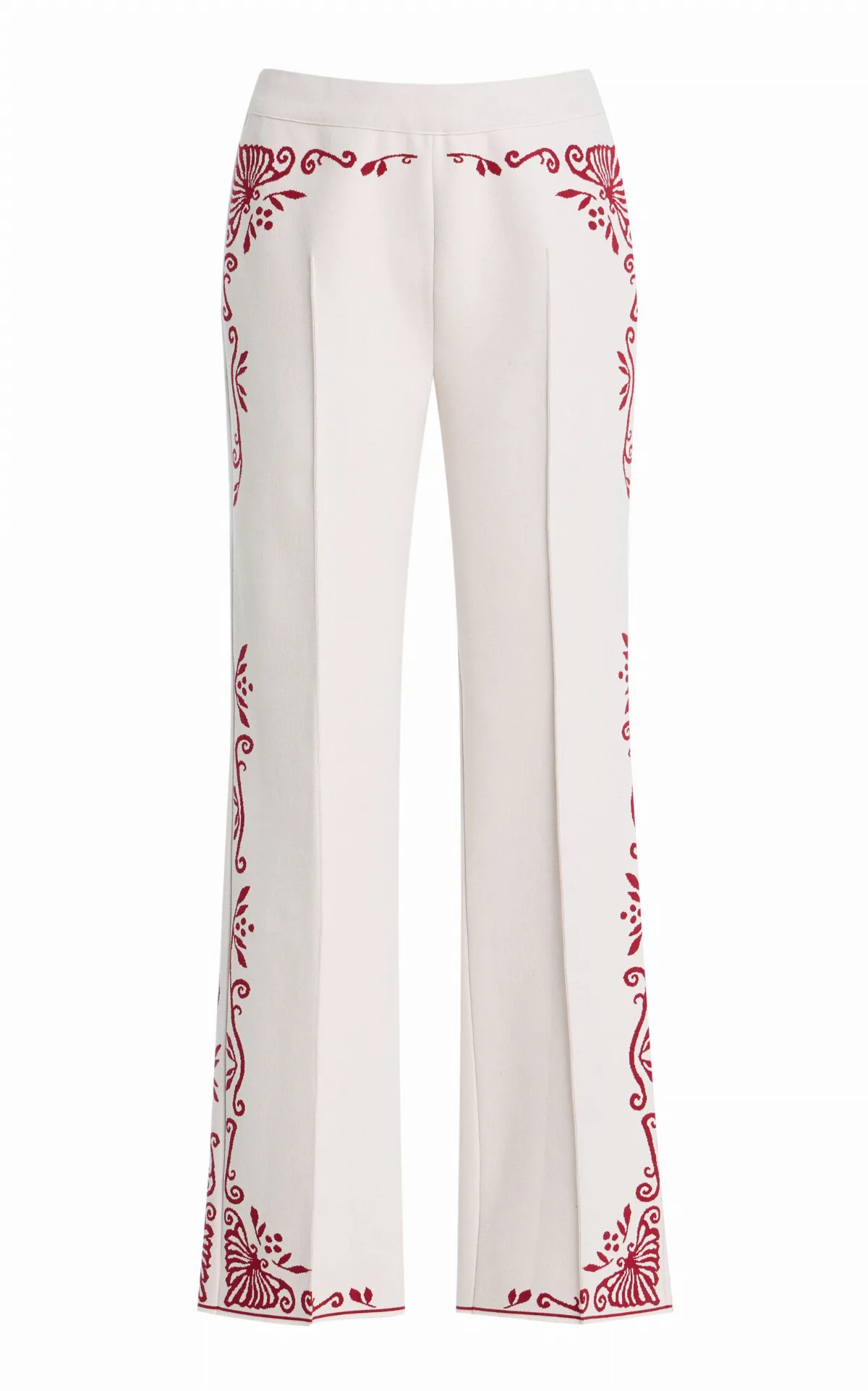 Scroll Cotton-Blend Cropped Flared Pants