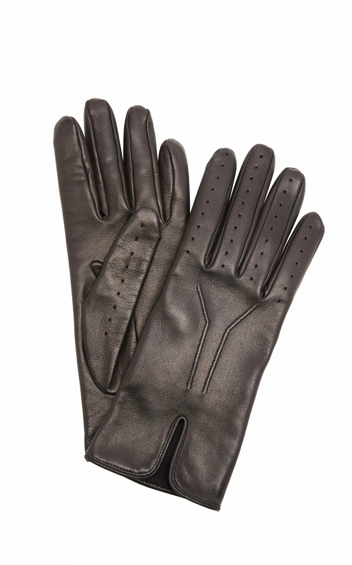 Slit Leather-Silk Gloves