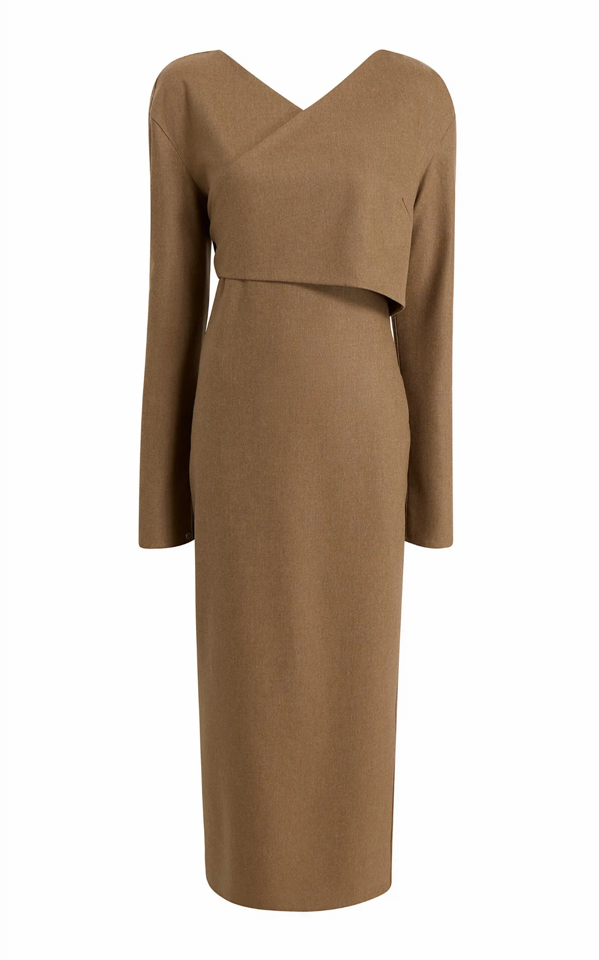 Aubrey Wrap-Front Wool Midi Dress by Khaite