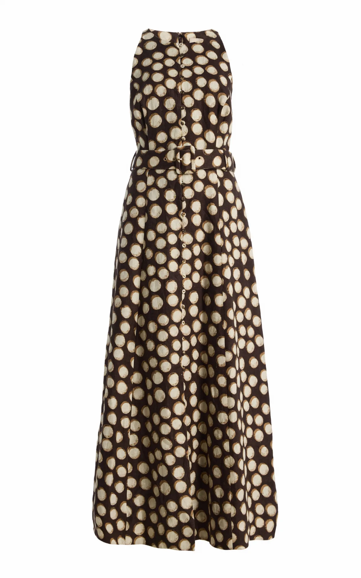 Paula Belted Printed Linen Midi Dress