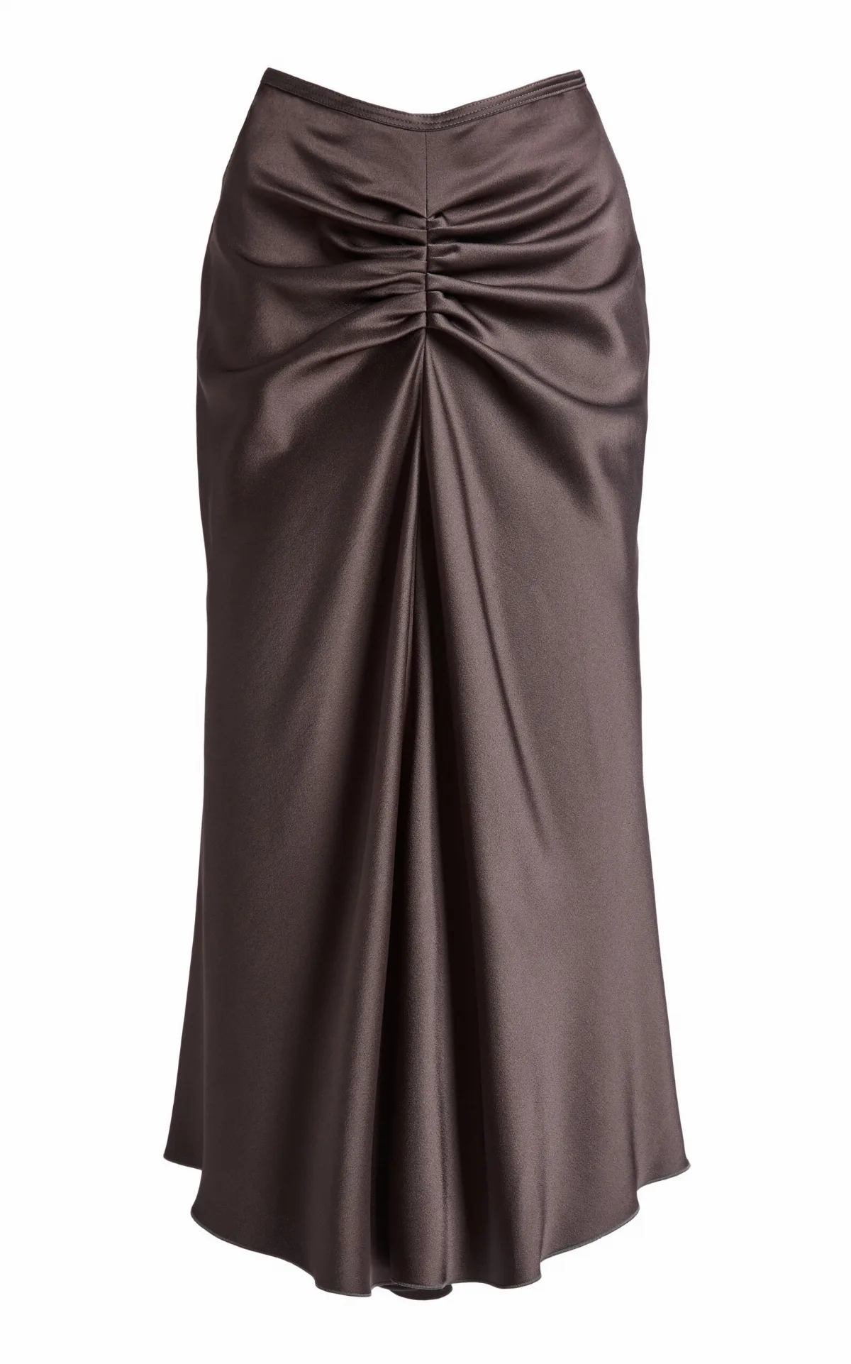 Bela Gathered Satin Midi Skirt