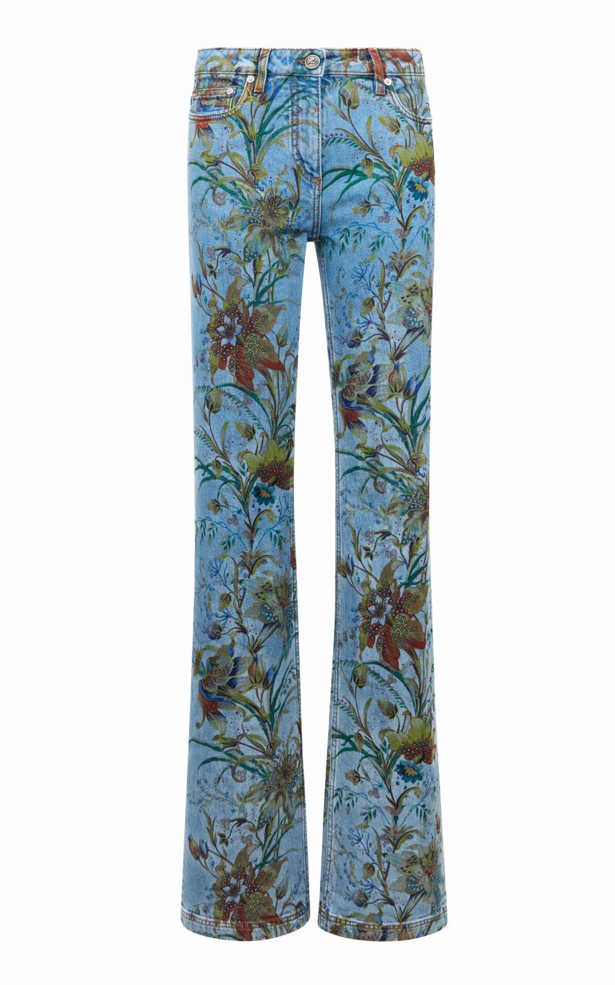 Printed Low-Rise Flared Jeans