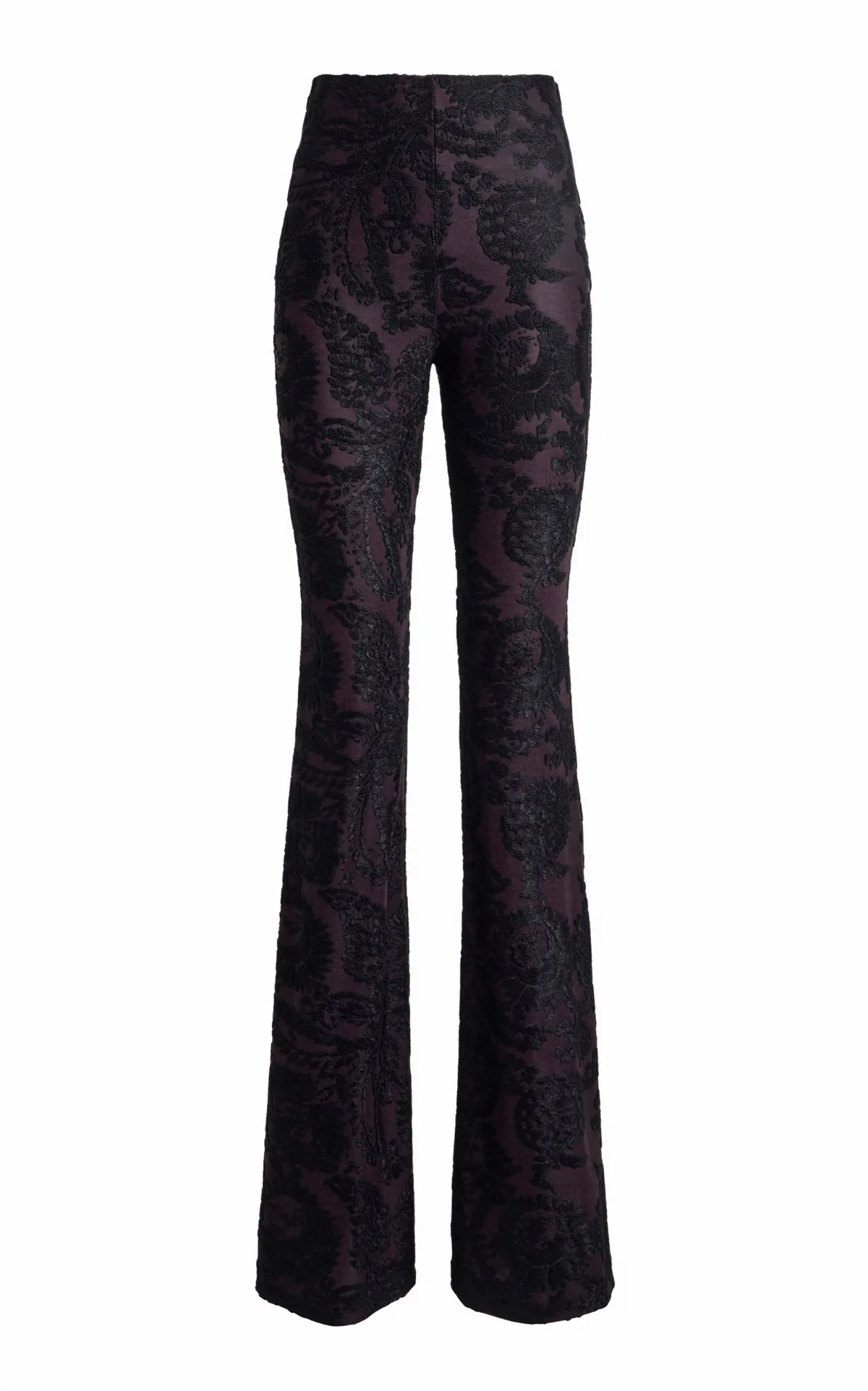 Flocked Stretch-Velvet Flared Pants