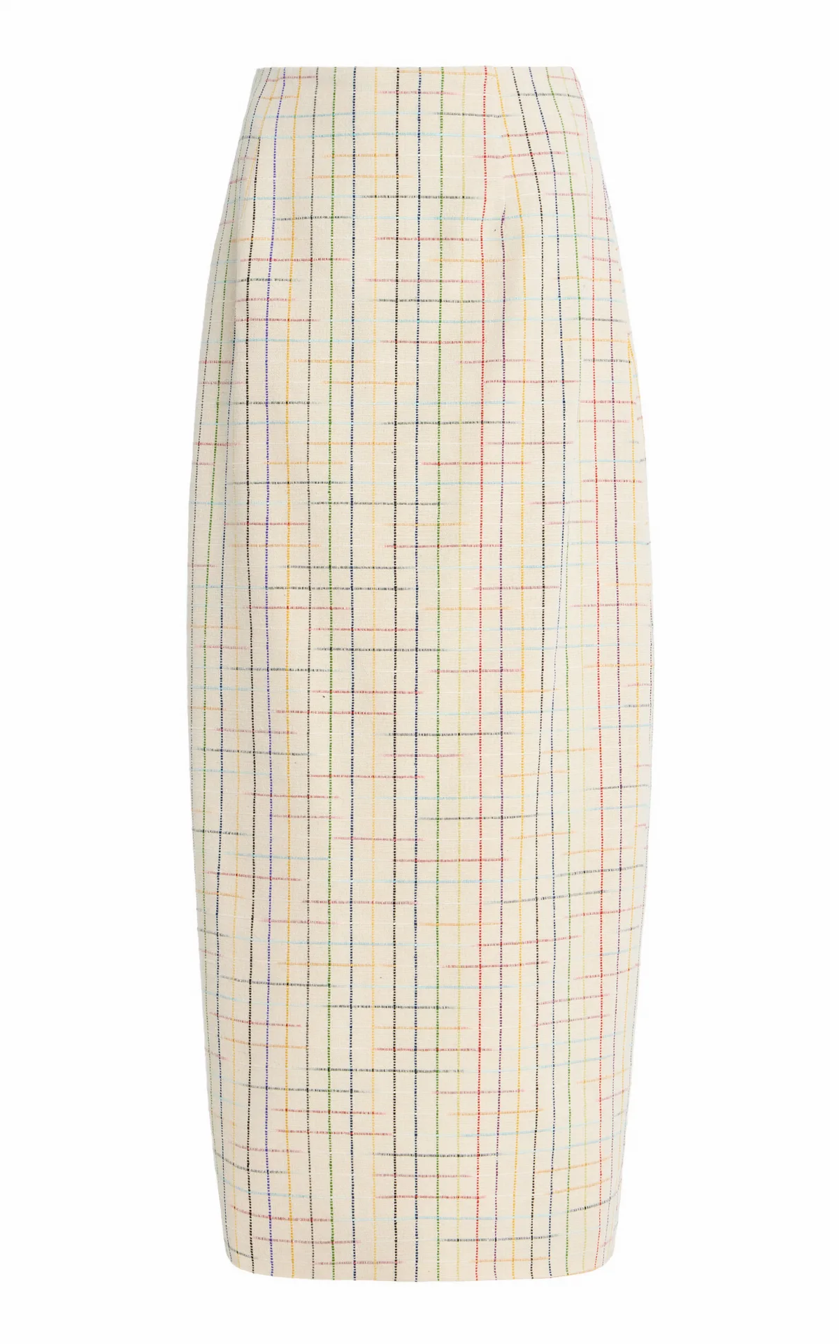 Space-Dyed Checked Silk Midi Column Skirt