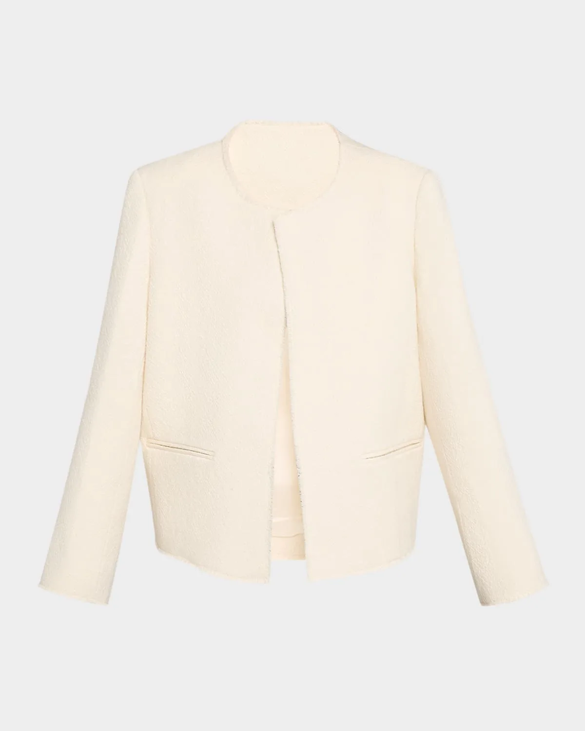 Open-Front Bouclé Blazer Jacket