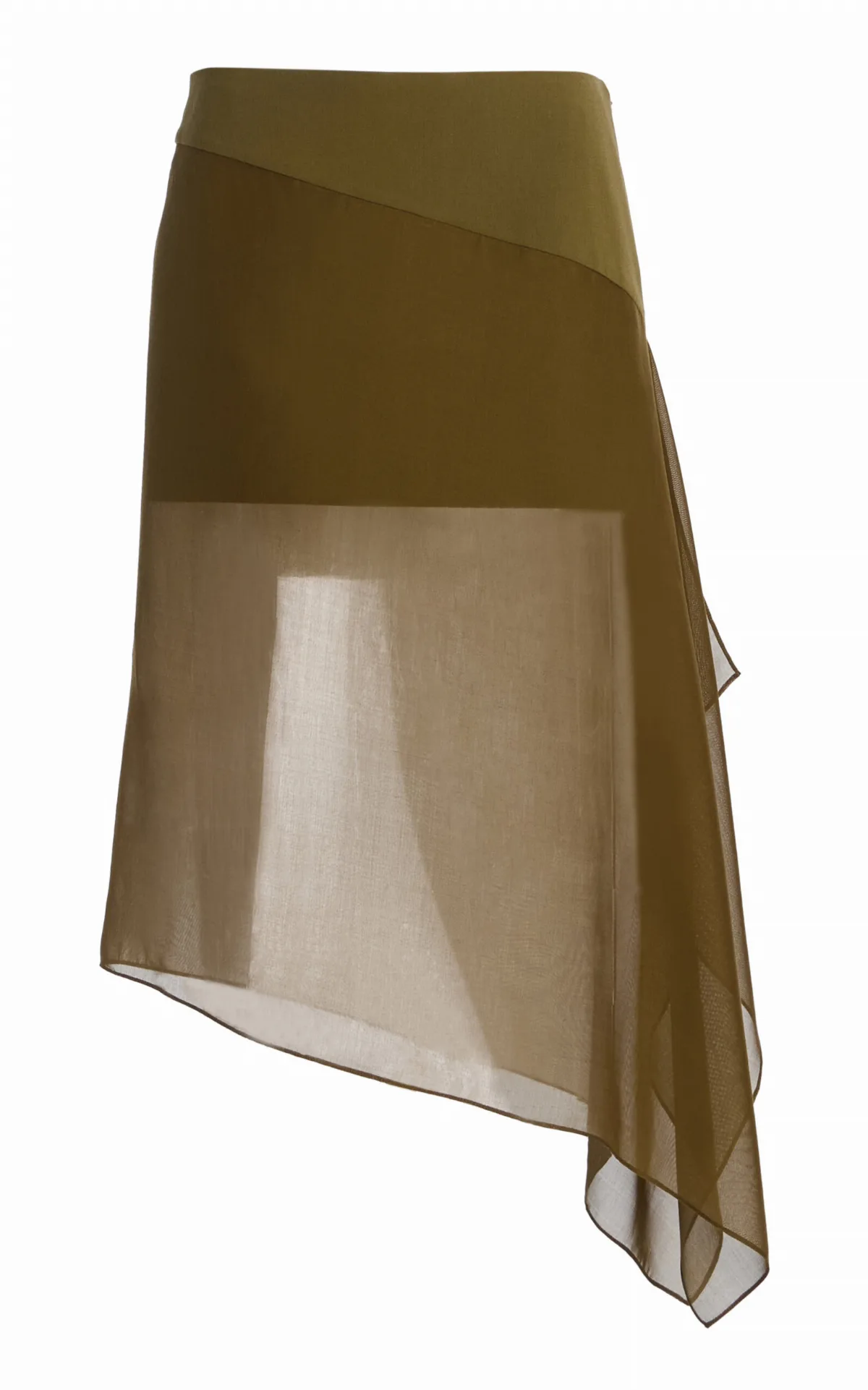 Veiled Stretched Tissue Wool Crepe Midi Skirt