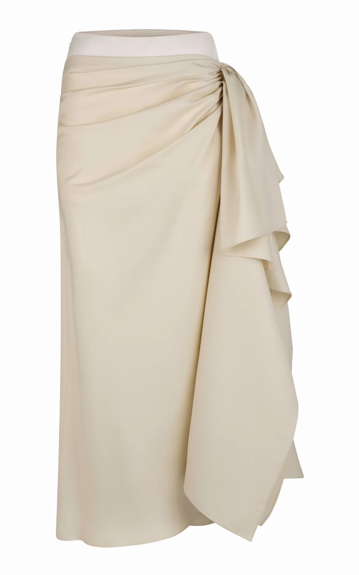 Liliana Ruched Draped Silk Maxi Skirt