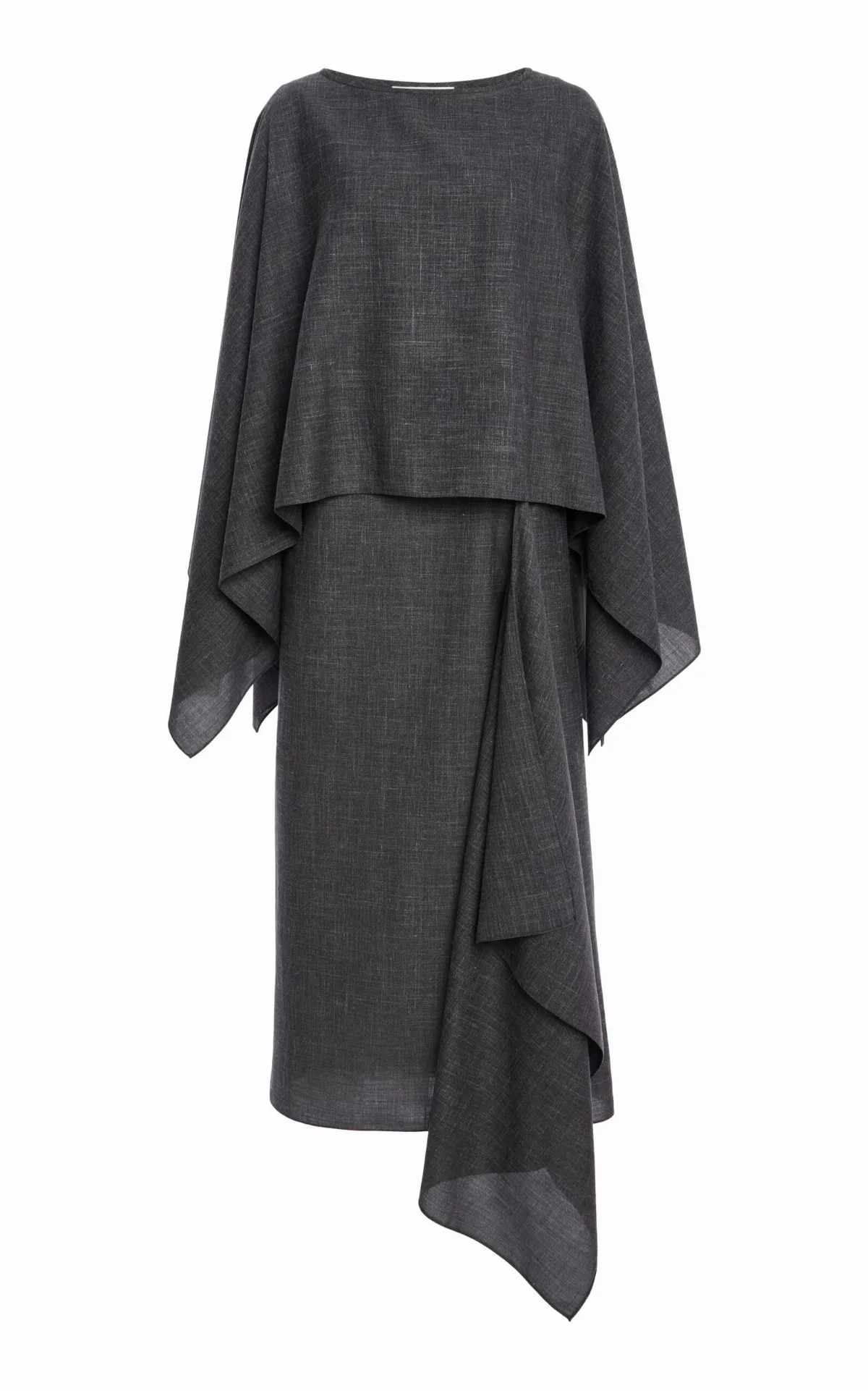 Caftan-Top Wool-Blend Midi Dress