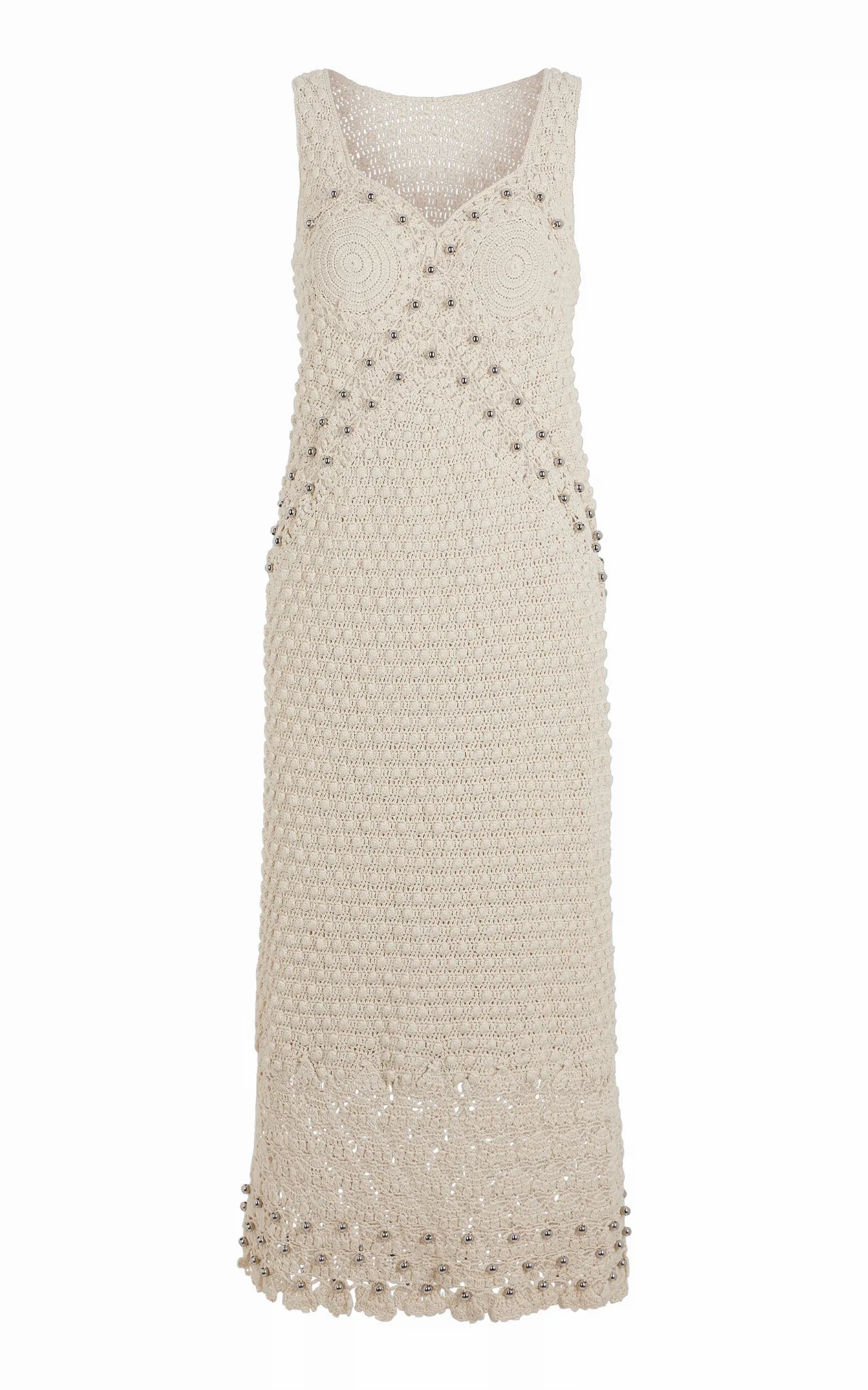 Embellished Crocheted Cotton Midi Dress