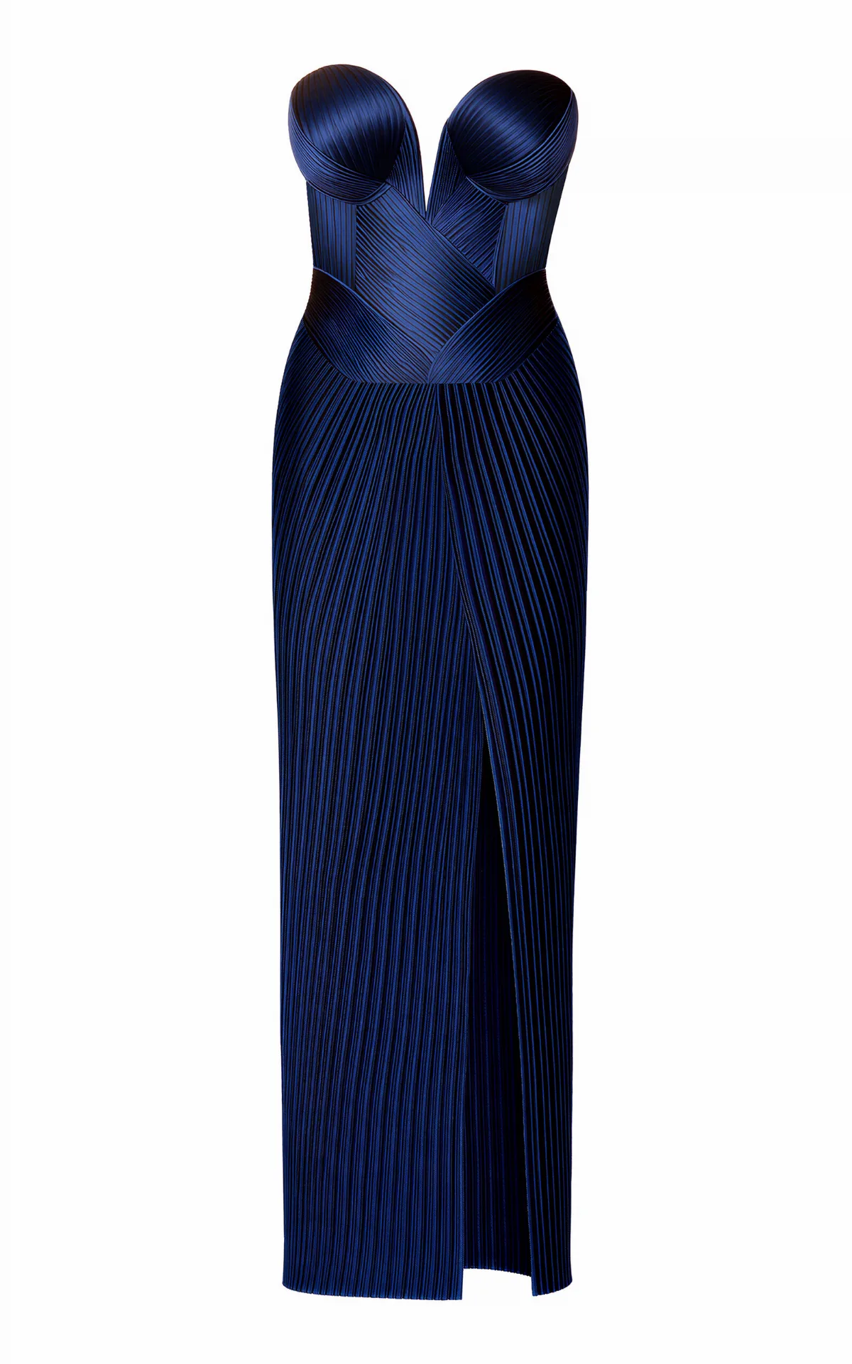 Engineered Plissé Bustier Maxi Dress
