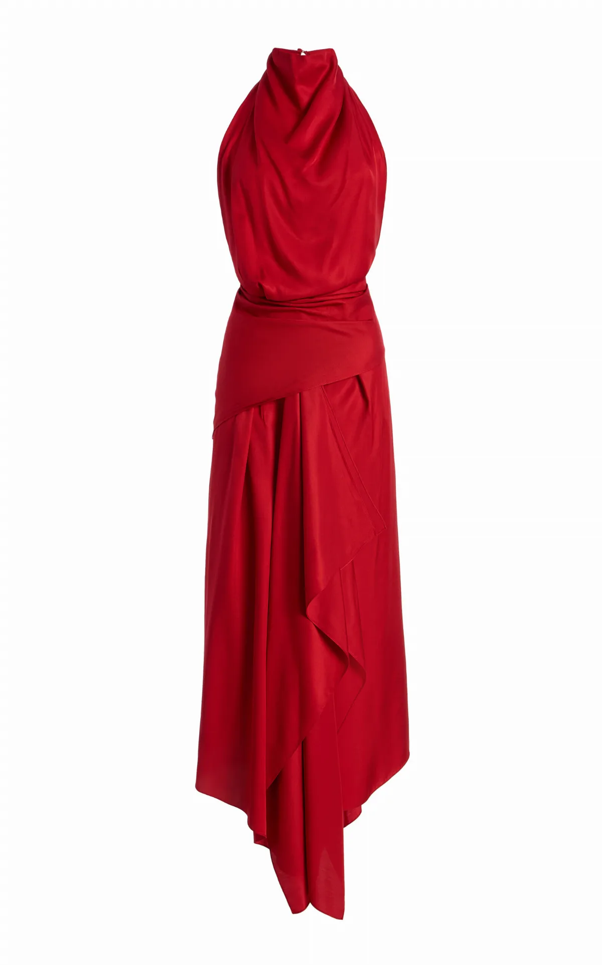 The Marin Draped Twill Midi Scarf Dress