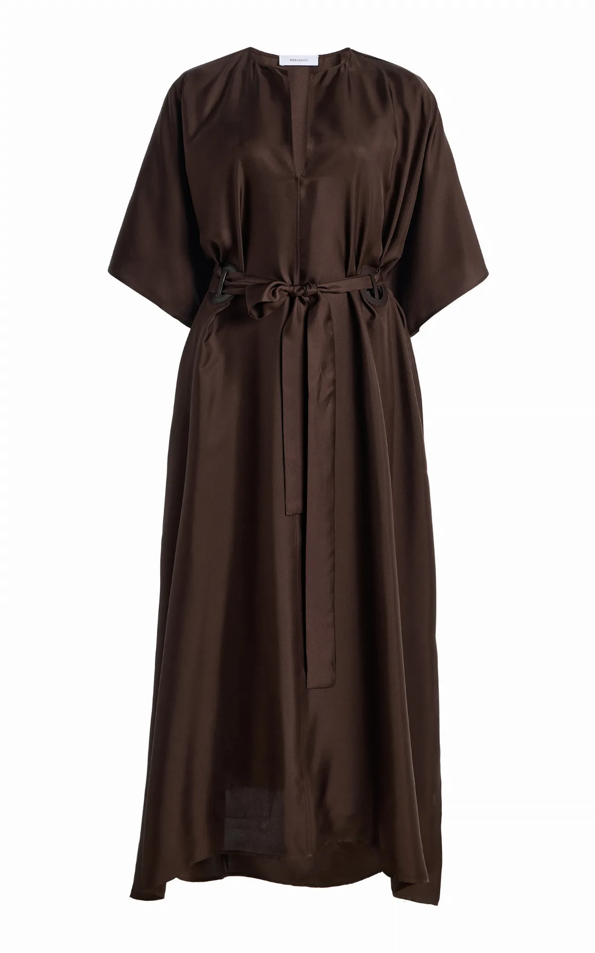 Belted Silk Midi Dress