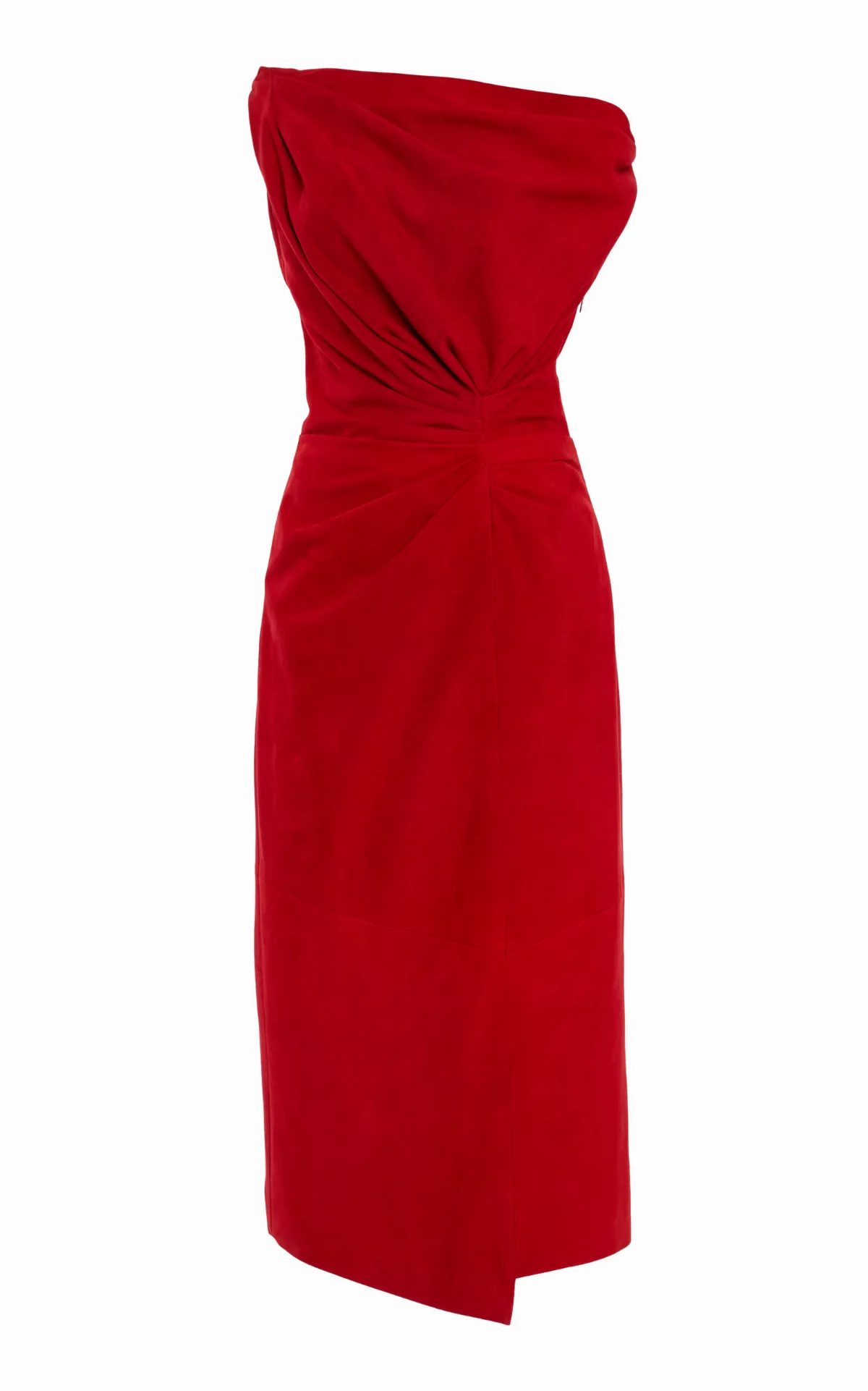 Kaelin Asymmetric Suede Midi Dress