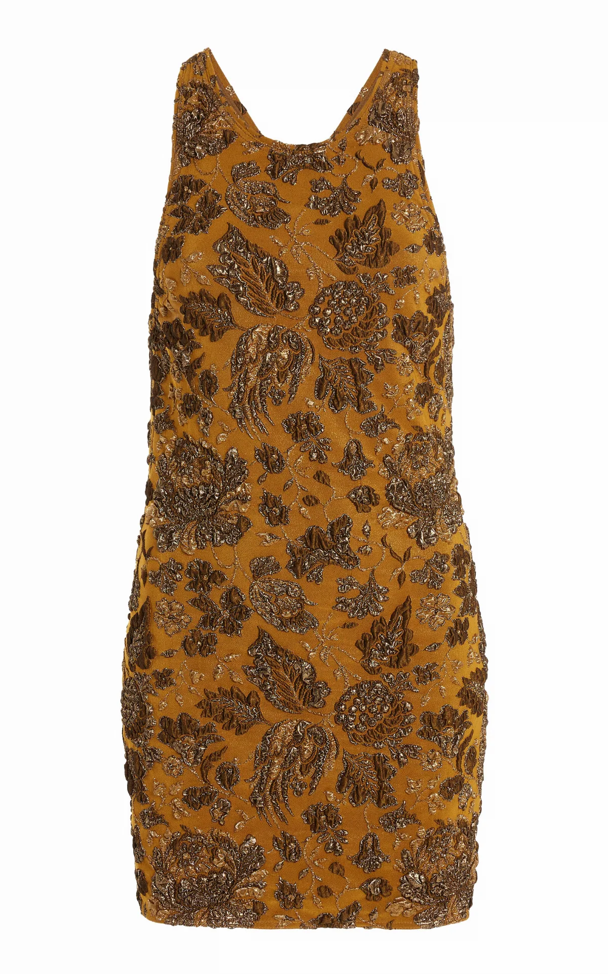 Floral Stretch-Brocade Mini Dress