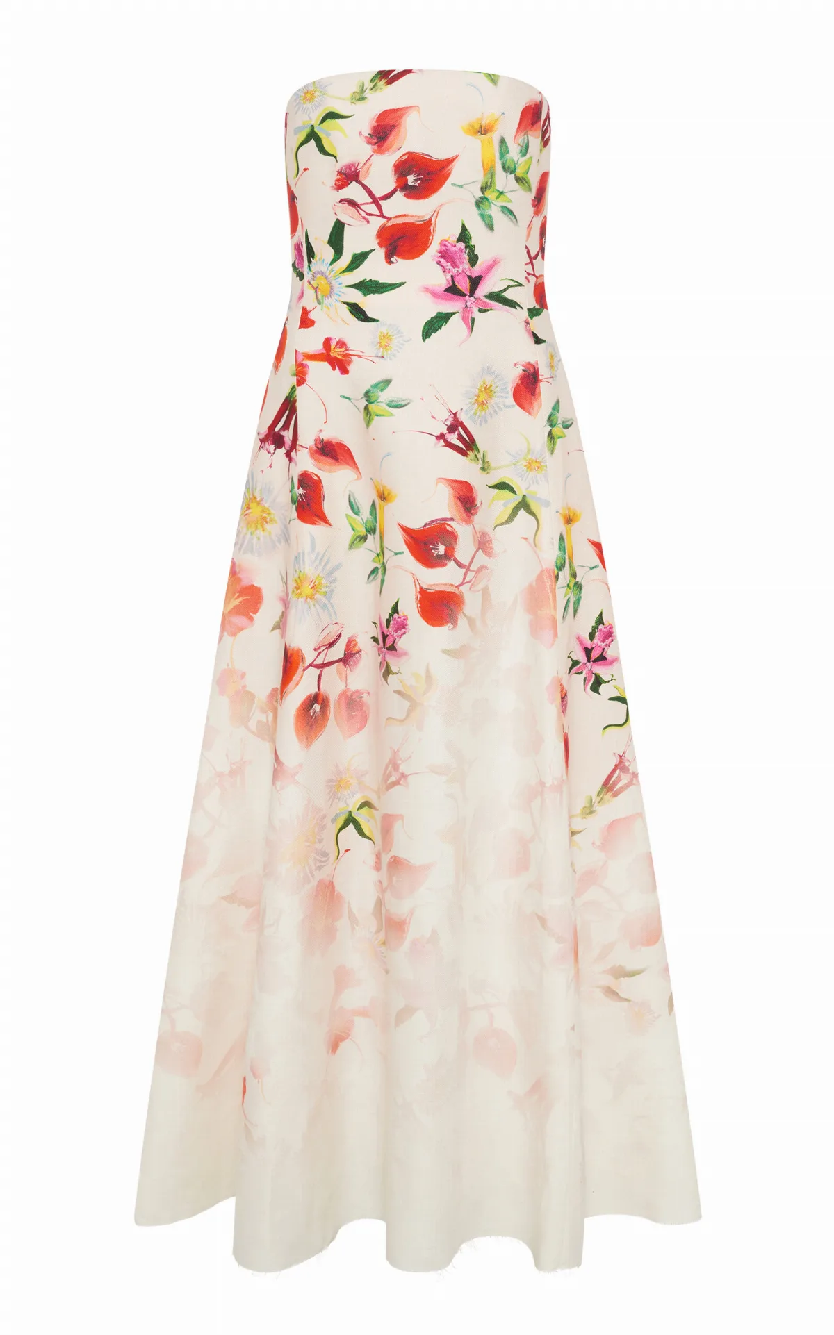 Alessia Strapless Floral Linen Maxi Dress