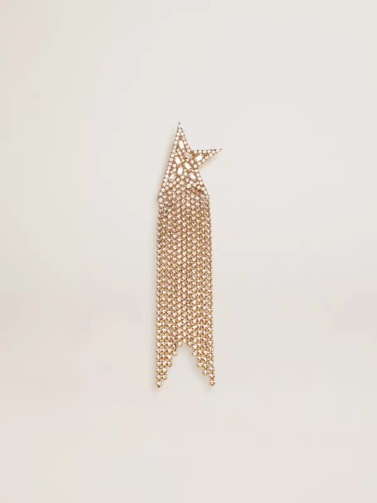 Single Drop Earring in Antique Gold Color with Decorative Crystals