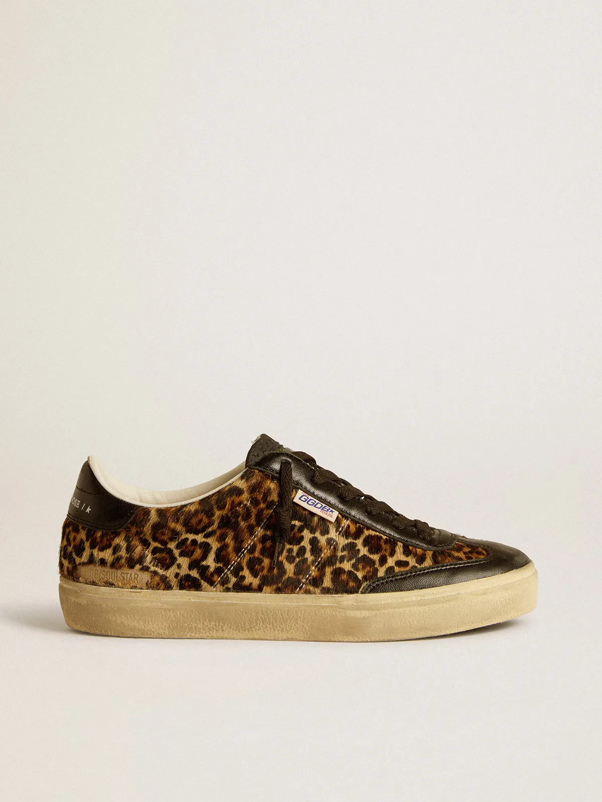 Soul Star in Leopard-Print Pony Skin with Black Nappa Leather Heel Tab and Inserts