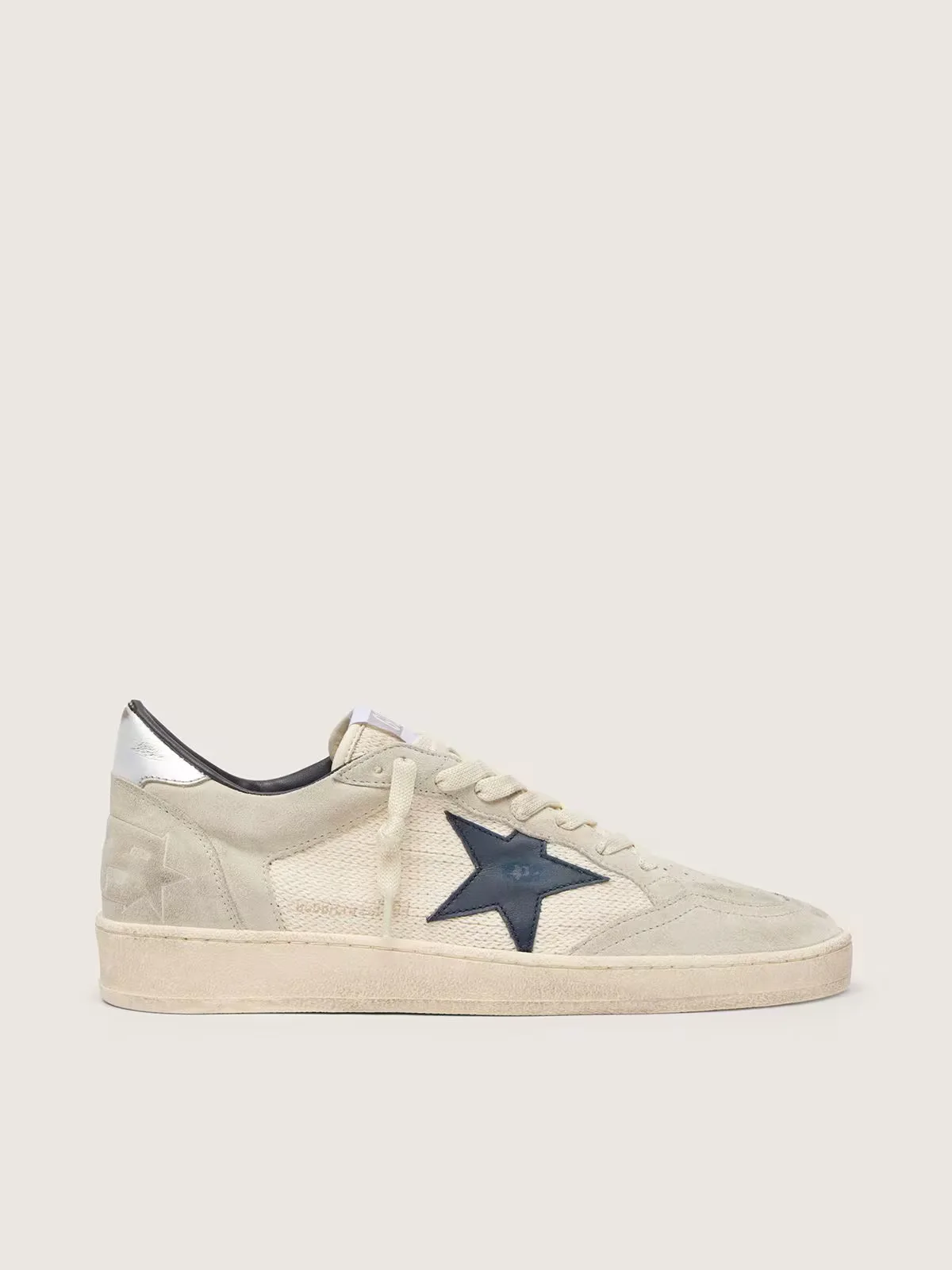 Ball Star Ltd in Gray Suede with Blue Star and Cream-Colored Crochet Inserts