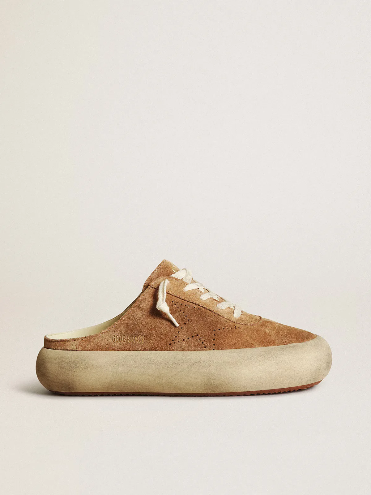 Space-Star Sabot in Tobacco-Colored Suede with Perforated Star