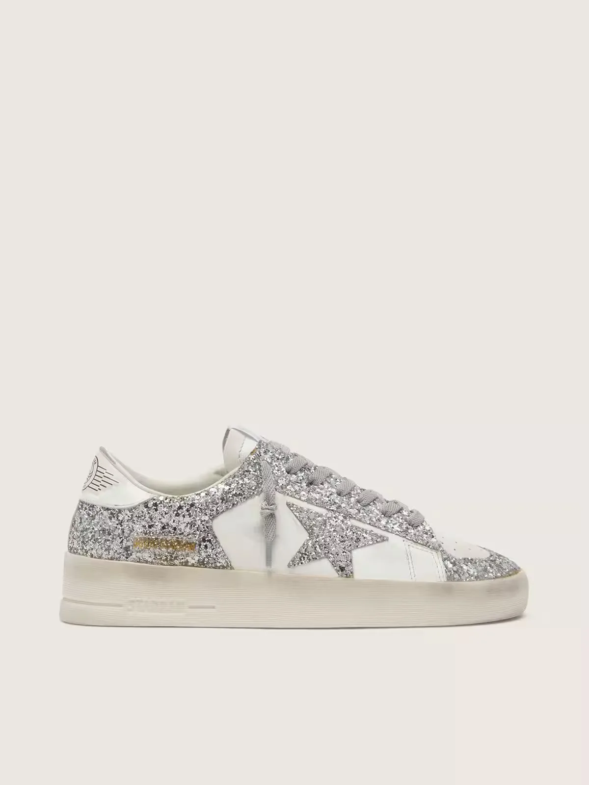 Stardan in White Leather and Glitter