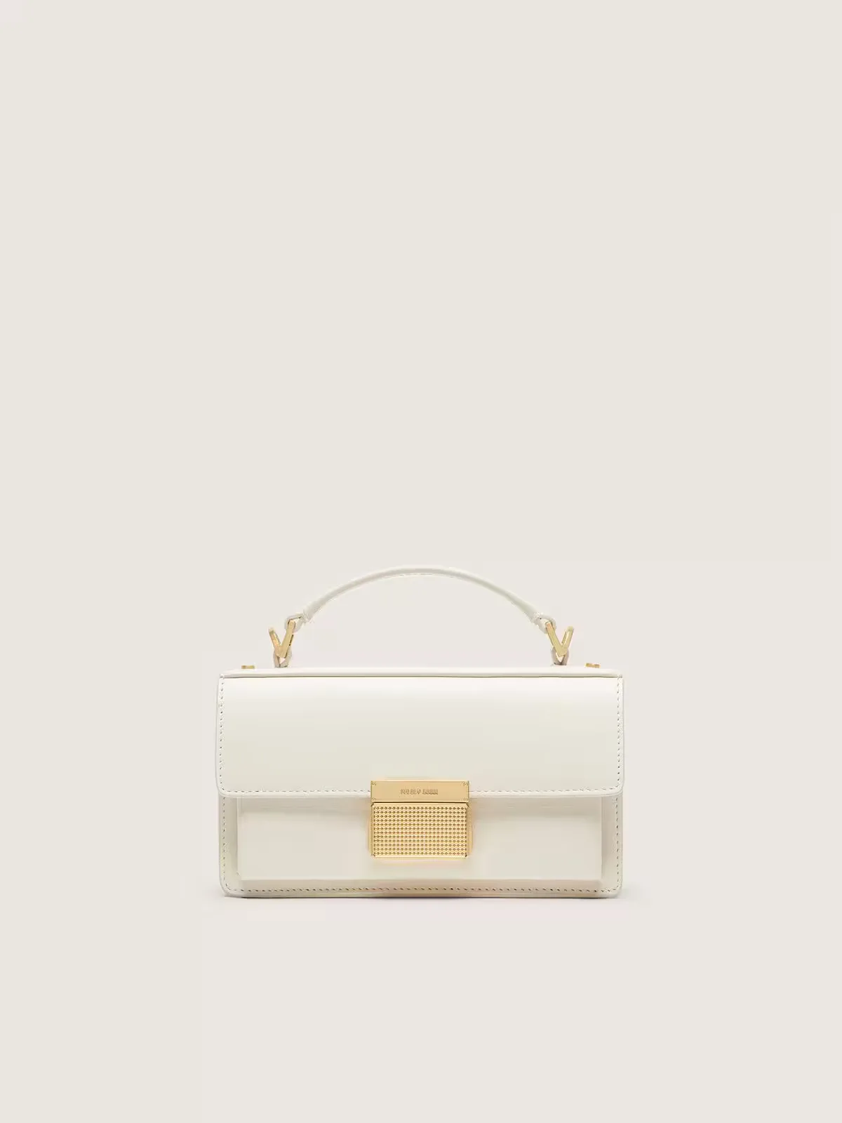 Small Venezia Bag in Butter-Colored Boarded Leather with Gold Details