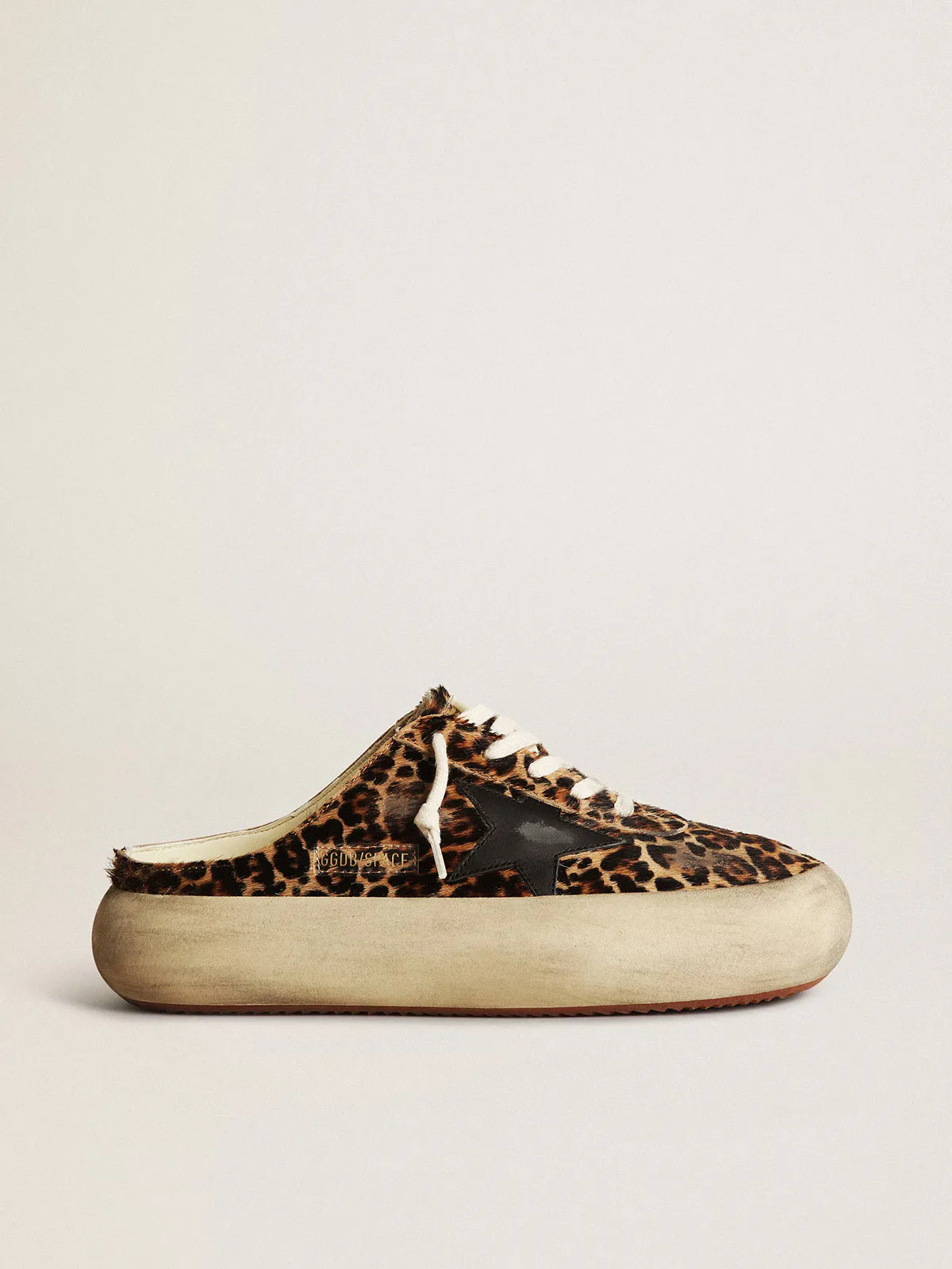 Space-Star Sabot in Leopard Print Pony Skin with Black Star