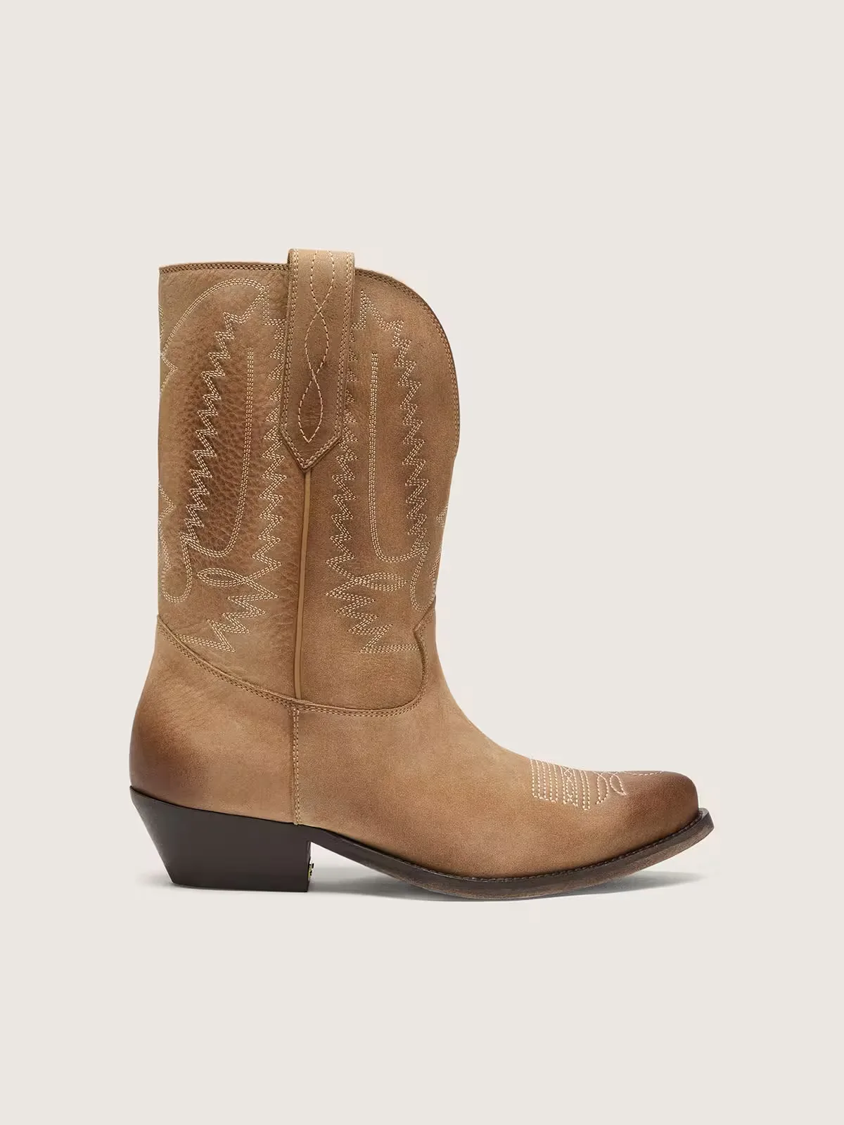 Low Wish Star Boots in Tobacco-Colored Suede with Heel