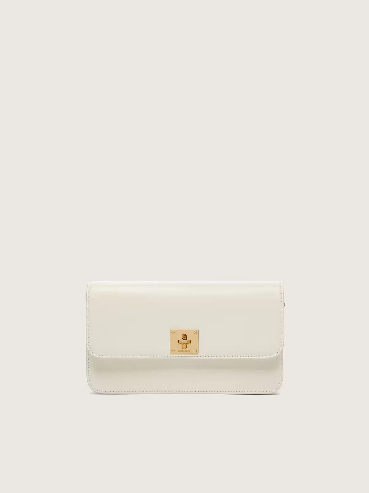 Gioia Bag in Butter-Colored Boarded Leather with Gold Details
