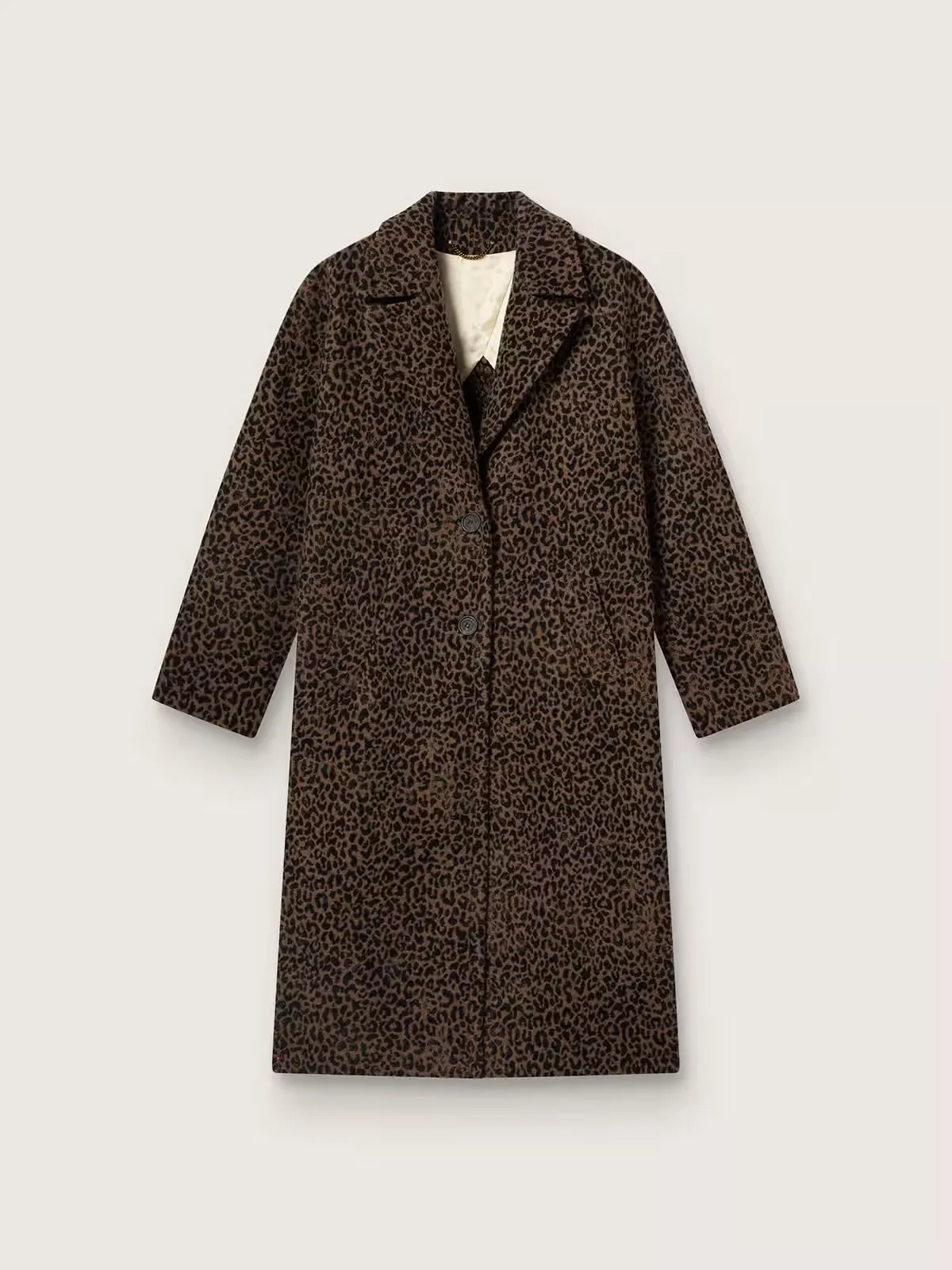 Single-Breasted Cocoon Coat in Wool with Jacquard Motif