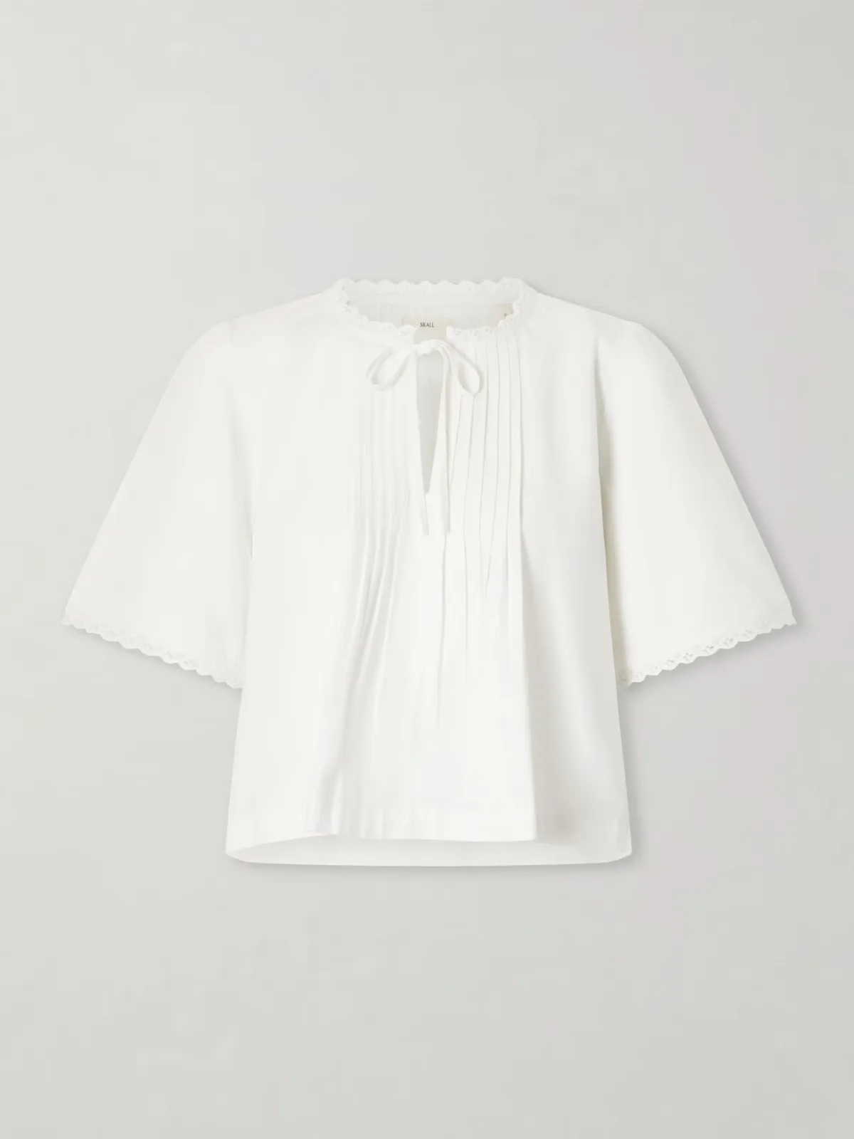 Freesia Pleated Lace-Trimmed Organic Cotton Shirt