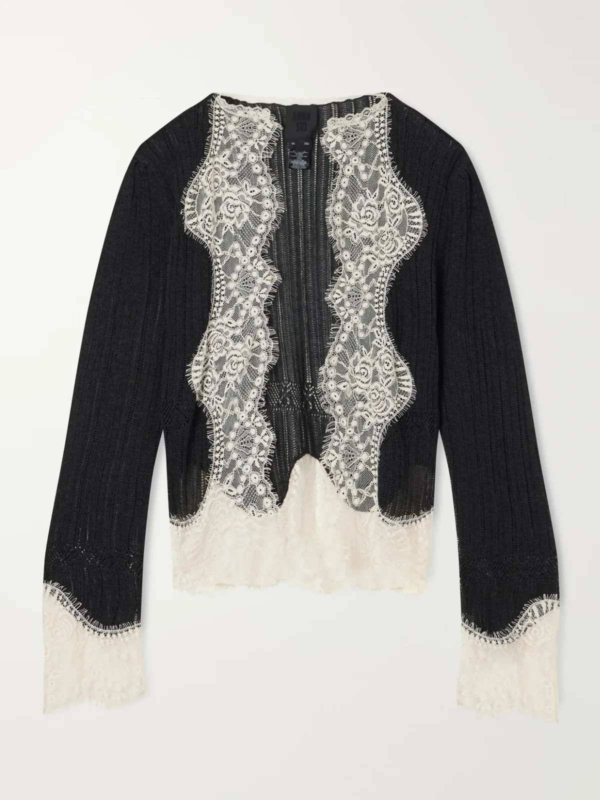 Lace-Trimmed Jersey Cardigan