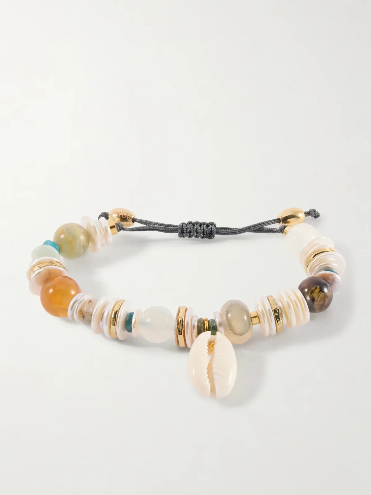 Samsara Gold-Plated, Leather and Seashell Beaded Bracelet