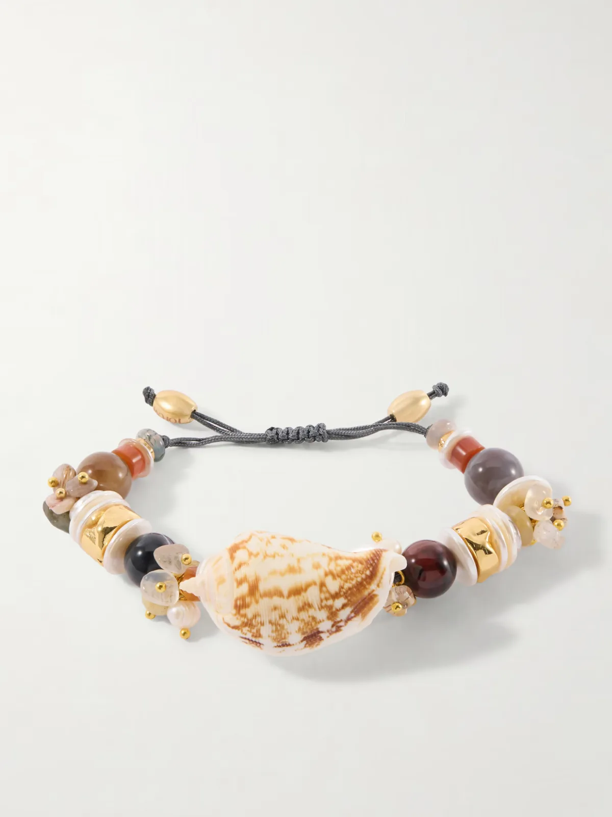 Samsara Gold-Plated, Leather and Seashell Beaded Bracelet