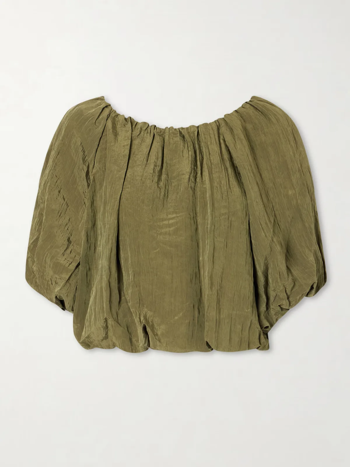 Anni Cropped Gathered Crepon Blouse