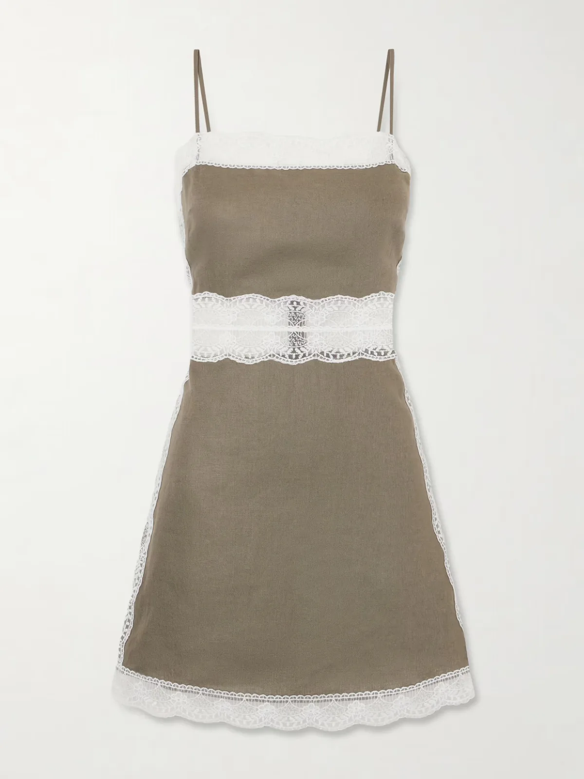 Amalina Lace-Trimmed Linen Mini Dress