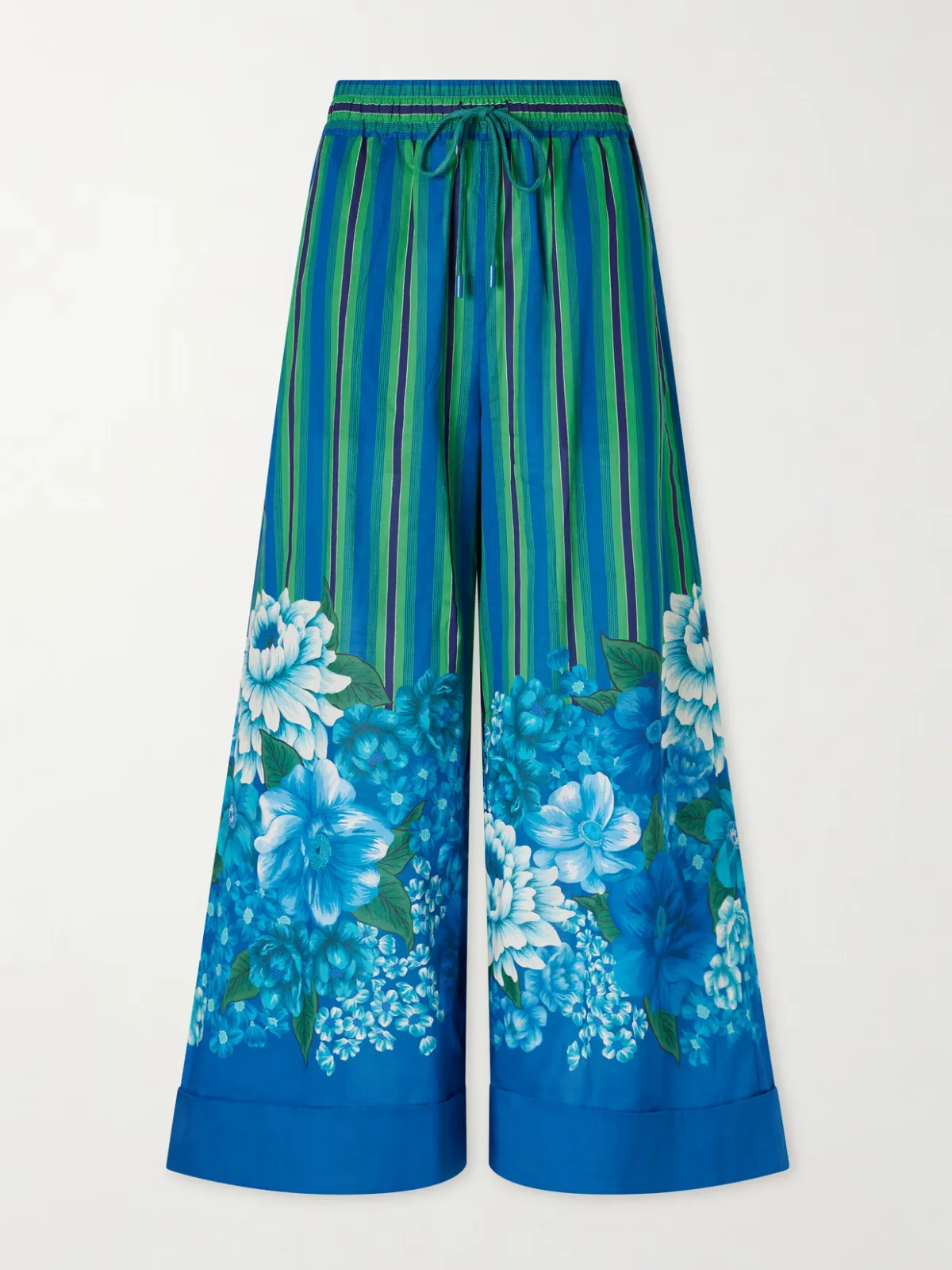 Margo Printed Organic Cotton-Voile Wide-Leg Pants