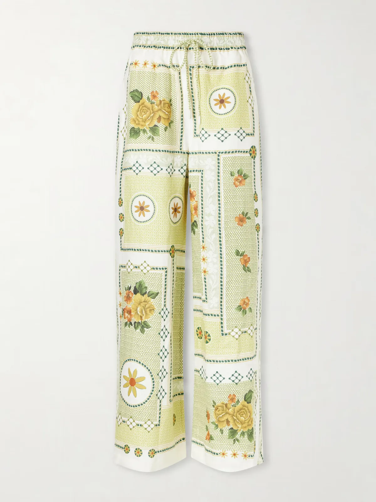 Dixie Knotted Floral-Print Linen Pants