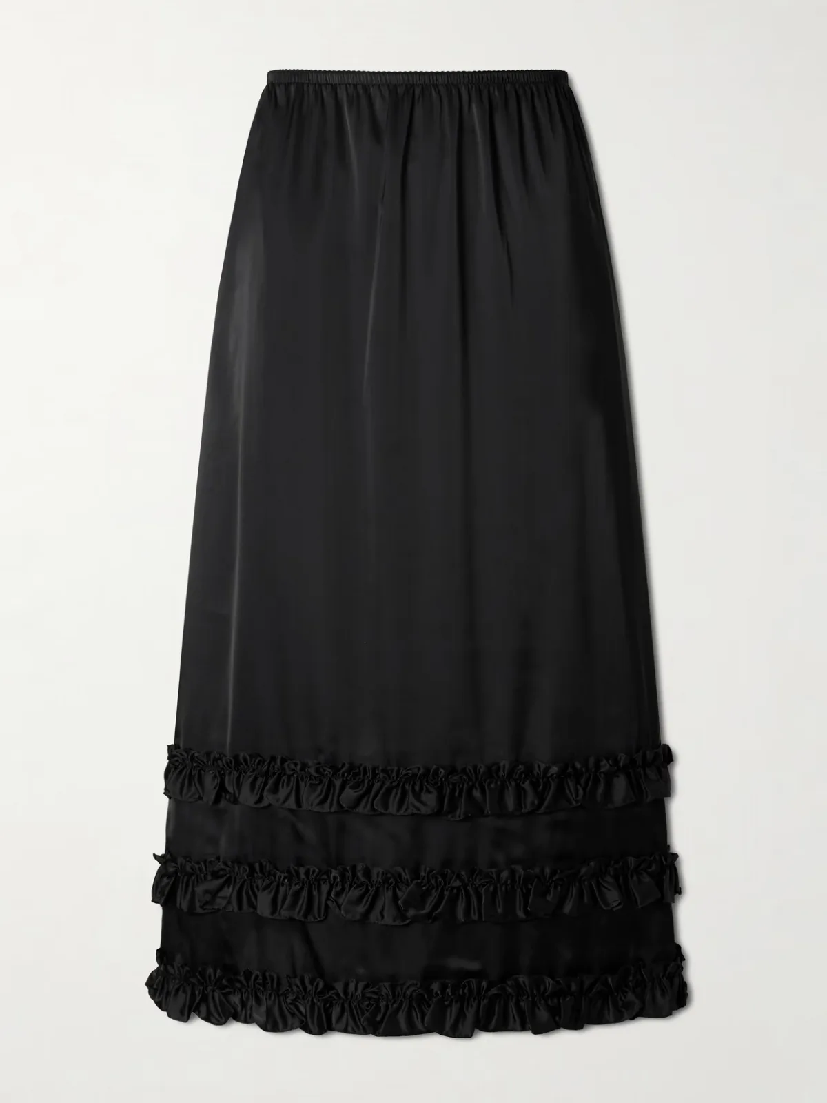 Ruffled Satin Midi Skirt