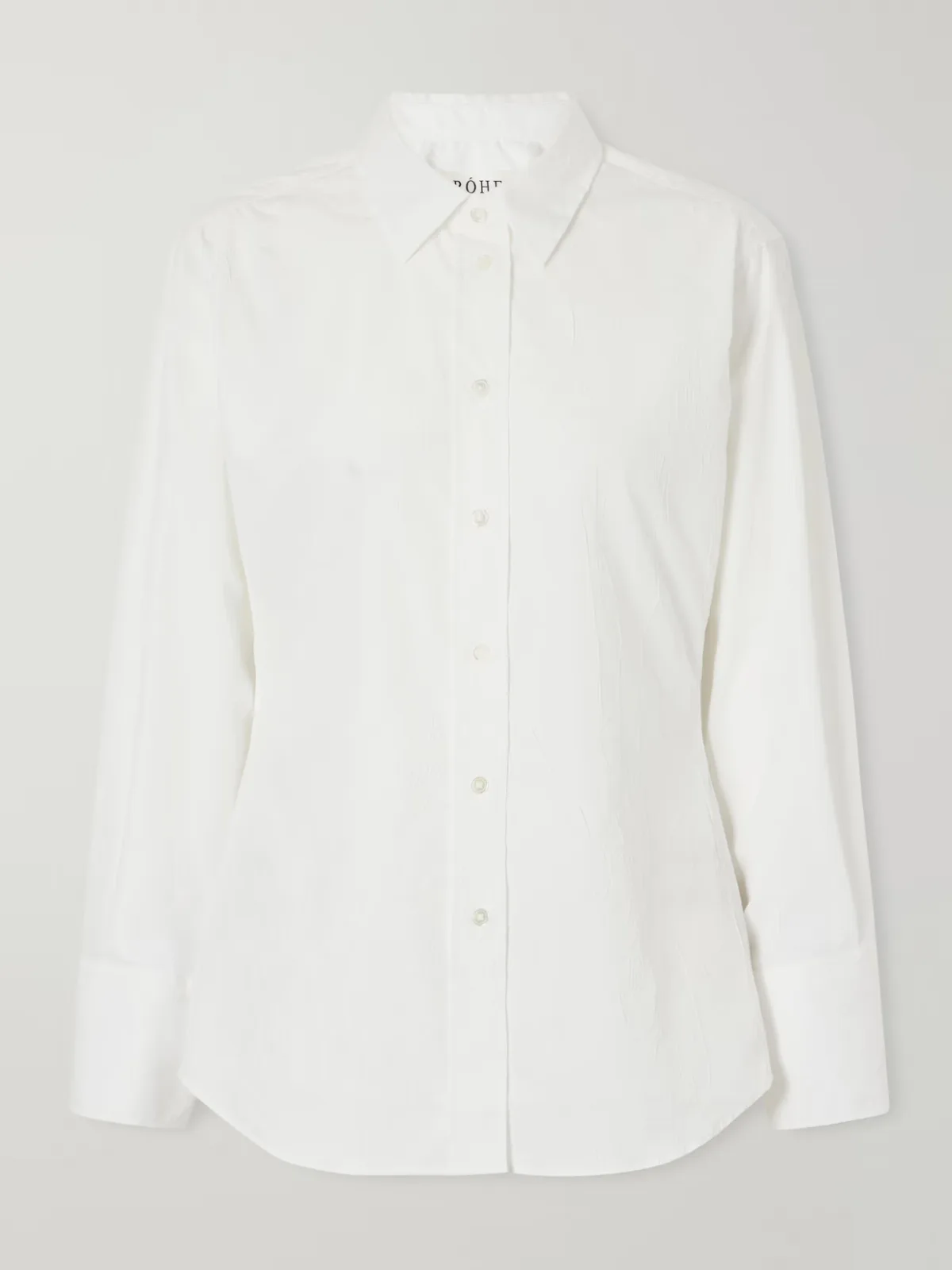 Shaped Crinkled Cotton-Blend Poplin Shirt